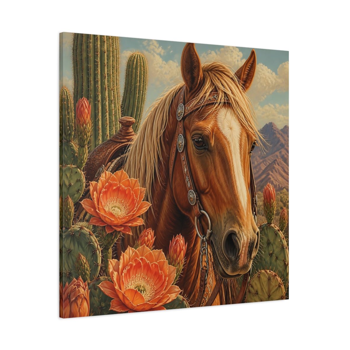 Animals Western Horse Canvas Print Wall Art – Realistic Living Room, Above Couch - YesArtYes