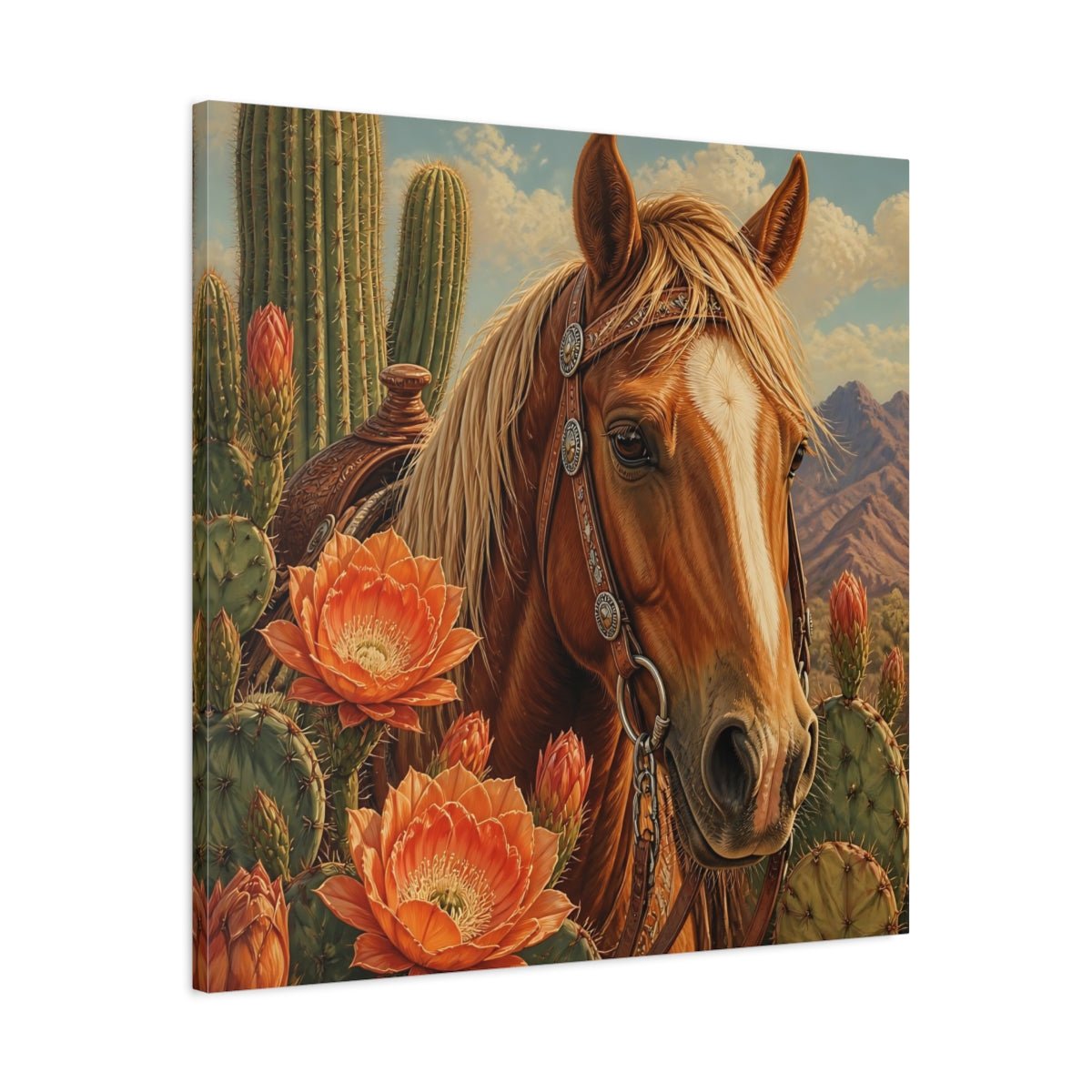 Animals Western Horse Canvas Print Wall Art – Realistic Living Room, Above Couch - YesArtYes