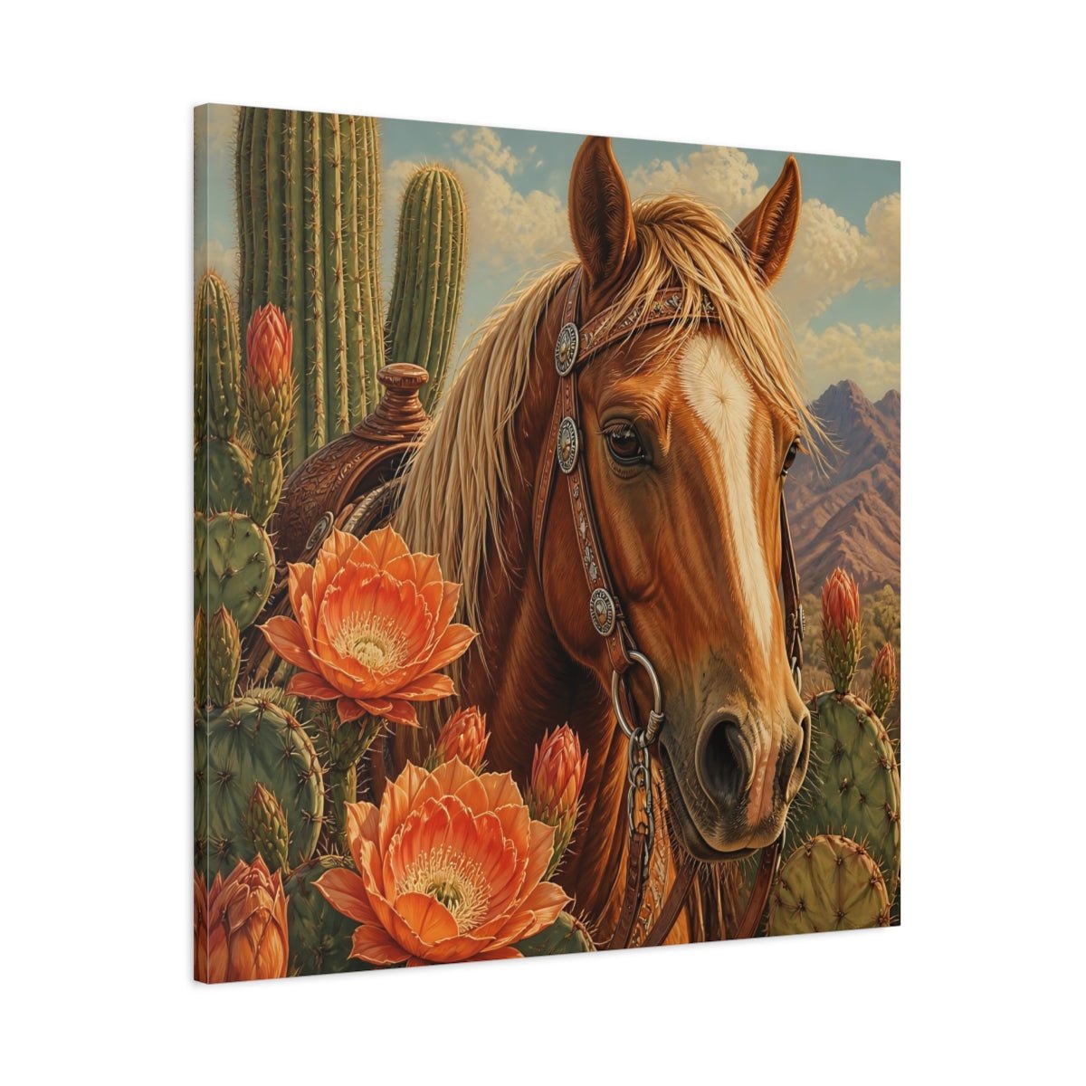 Animals Western Horse Canvas Print Wall Art – Realistic Living Room, Above Couch - YesArtYes