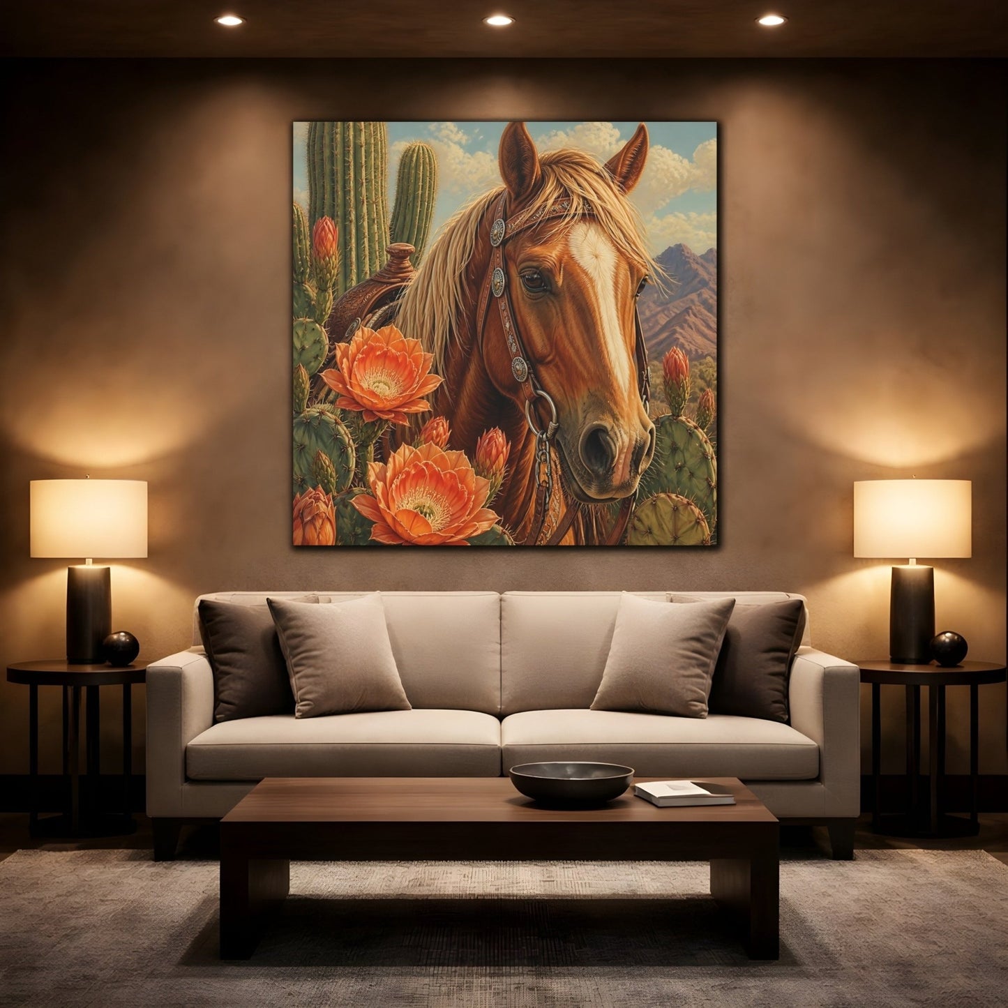 Animals Western Horse Canvas Print Wall Art – Realistic Living Room, Above Couch - YesArtYes