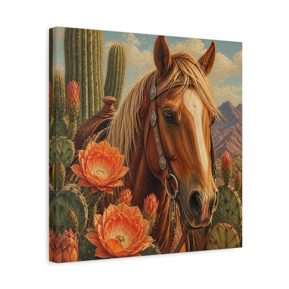 Animals Western Horse Canvas Print Wall Art – Realistic Living Room, Above Couch - YesArtYes