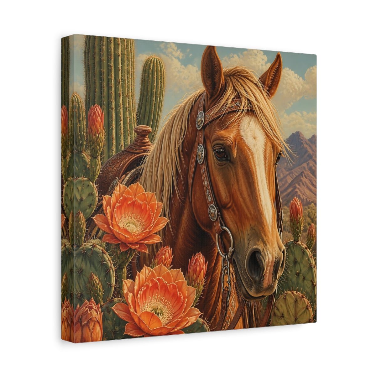 Animals Western Horse Canvas Print Wall Art – Realistic Living Room, Above Couch - YesArtYes