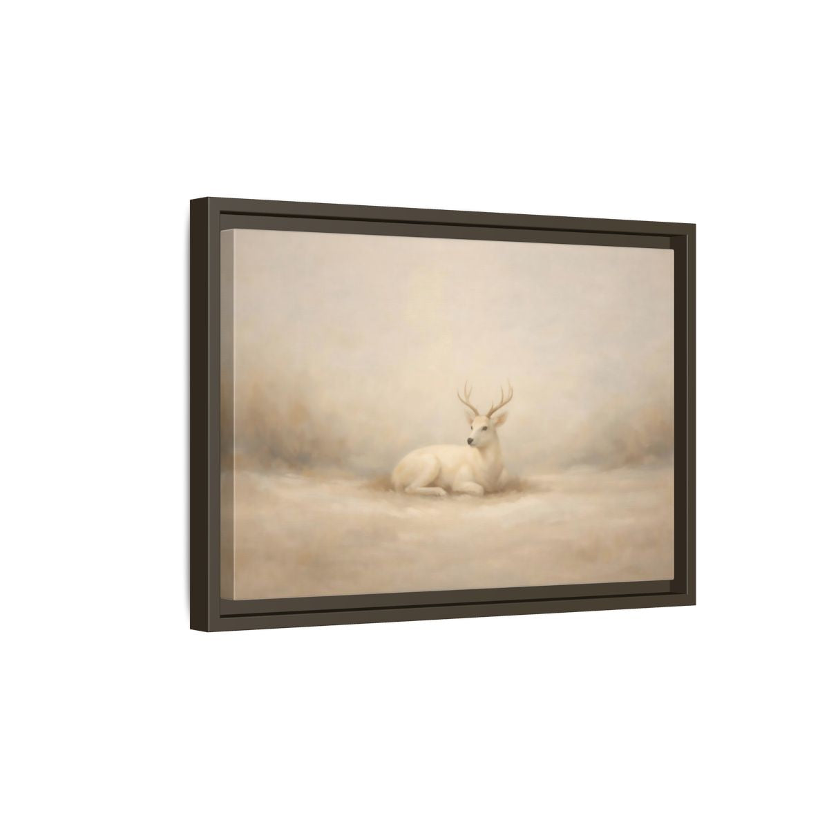 Side Mockup 5. Animals White Deer White Deer shown as stretched canvas wall art