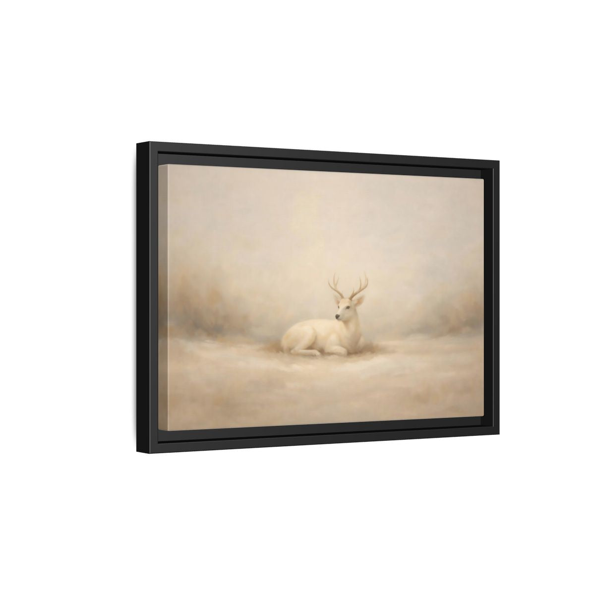 Side Mockup 6. Animals White Deer White Deer shown as stretched canvas wall art