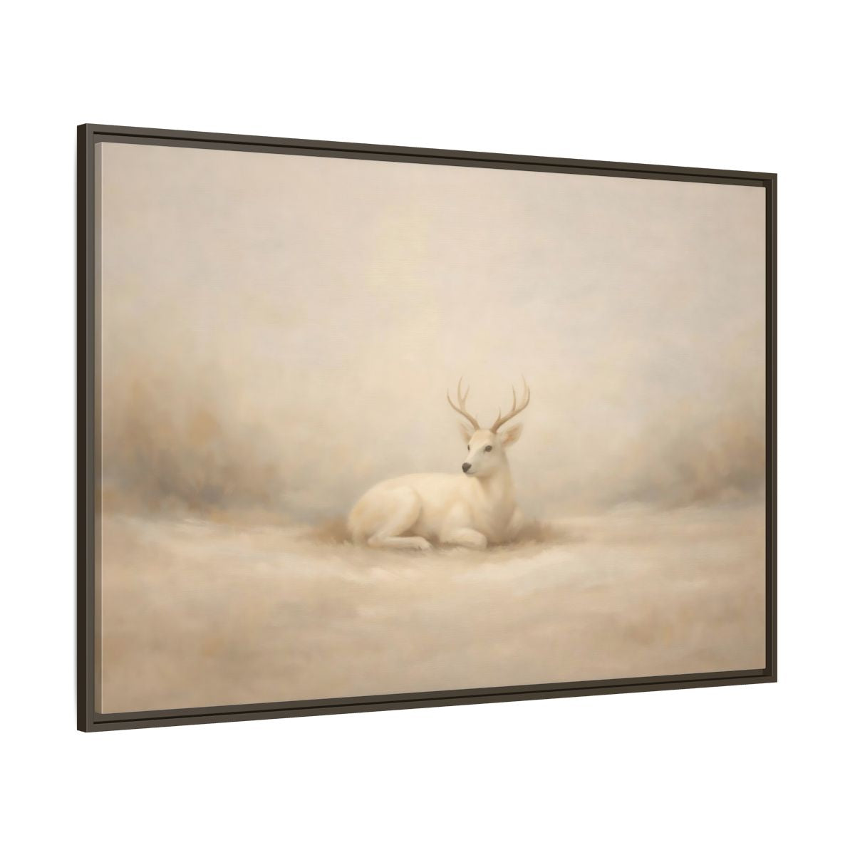 Main Mockup. Animals White Deer White Deer shown as stretched canvas wall art