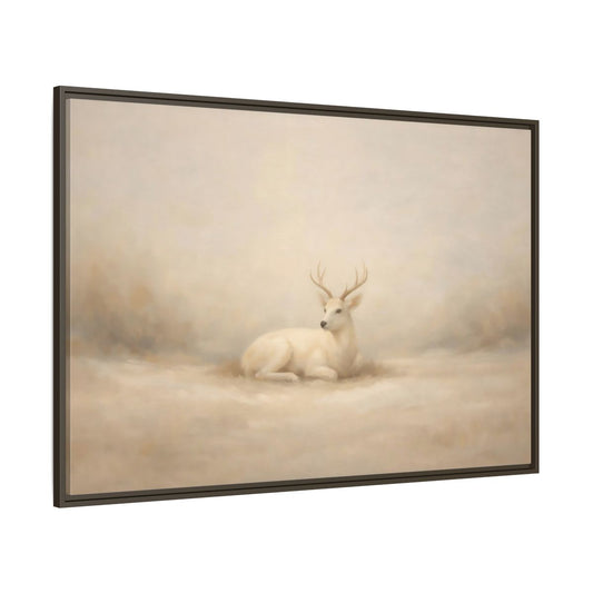 Main Mockup. Animals White Deer White Deer shown as stretched canvas wall art