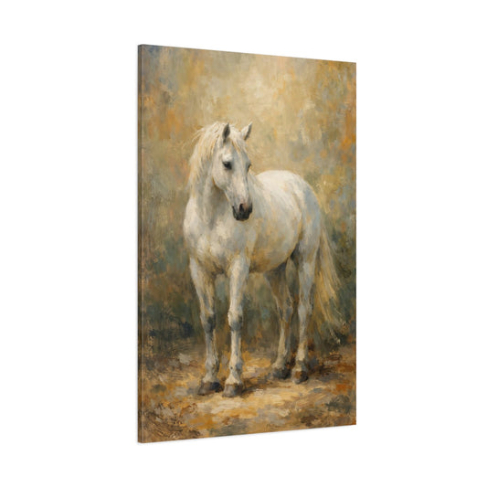 Main Mockup. Animals White Horse White Horse Painting shown as stretched canvas wall art
