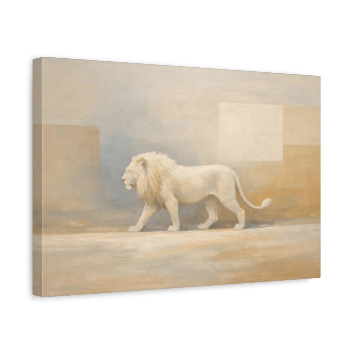 Side Mockup 4. Animals White Lion White Lion shown as stretched canvas wall art