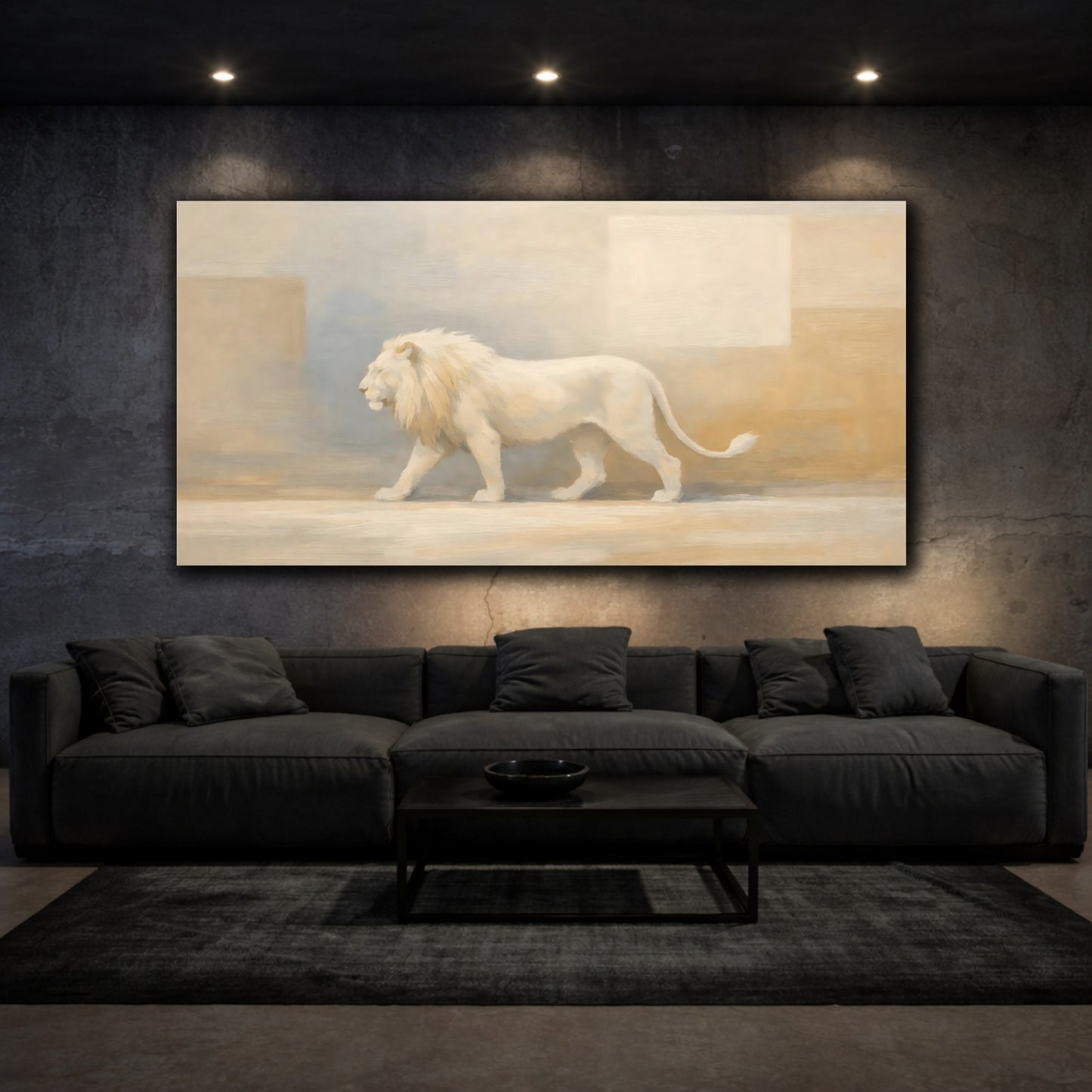 Mockup 2. Animals White Lion White Lion Art shown as stretched canvas wall art