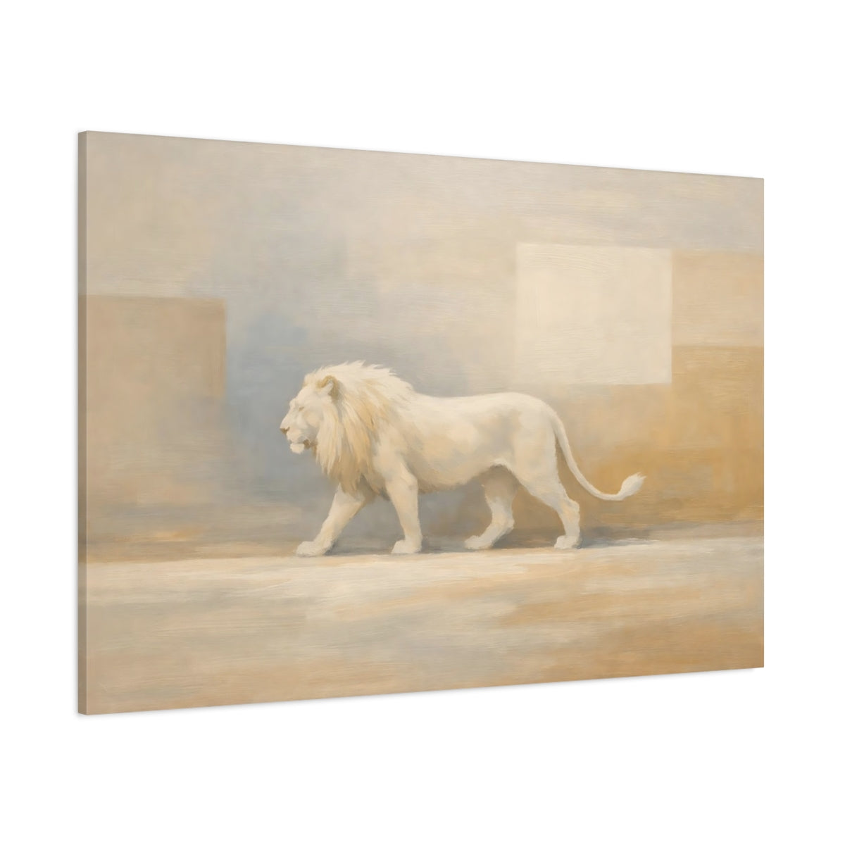 Main Mockup. Animals White Lion White Lion shown as stretched canvas wall art