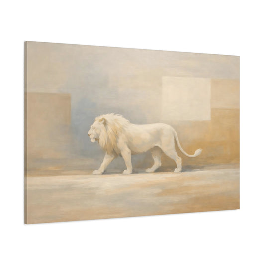 Main Mockup. Animals White Lion White Lion shown as stretched canvas wall art