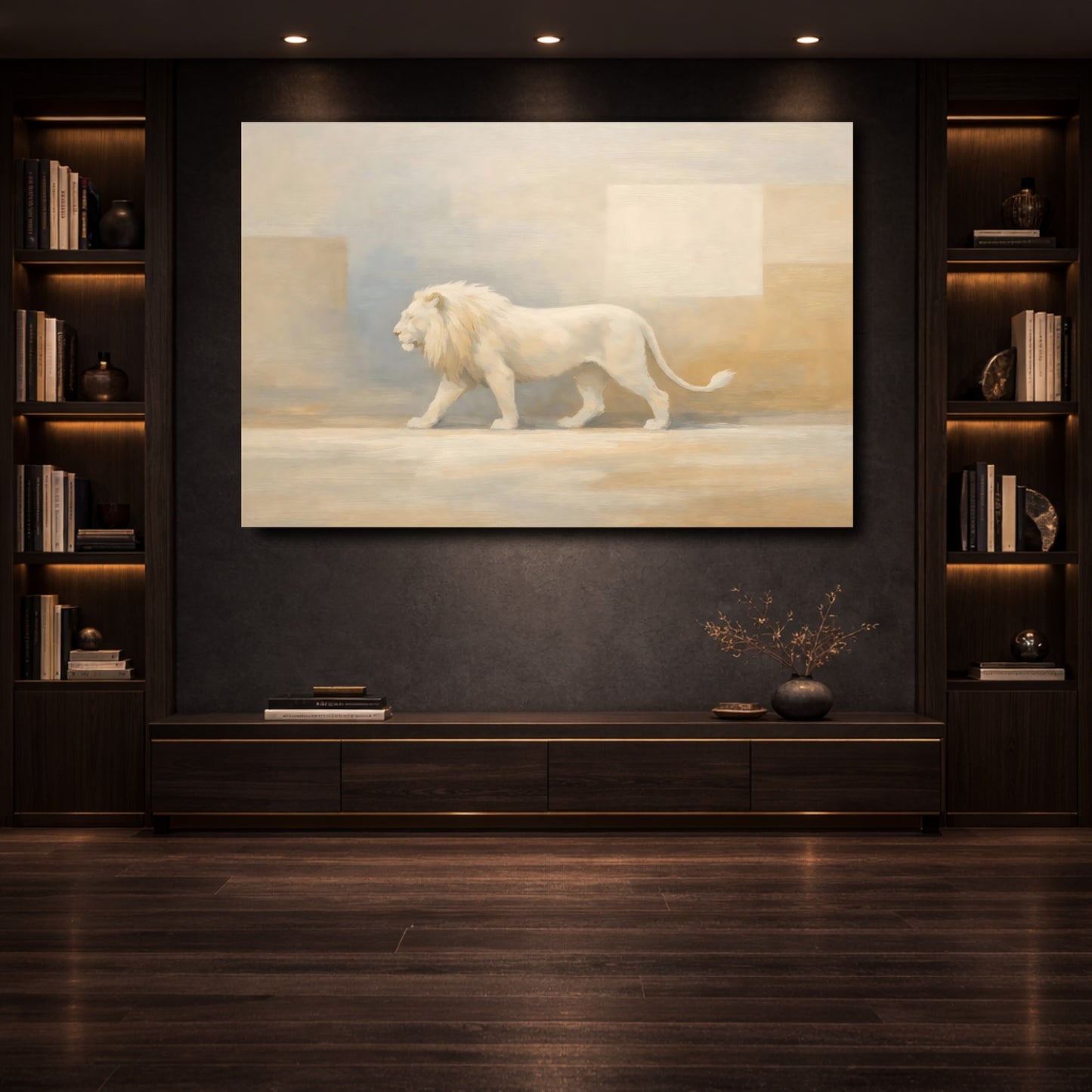 Mockup 3. Animals White Lion White Lion shown as stretched canvas wall art