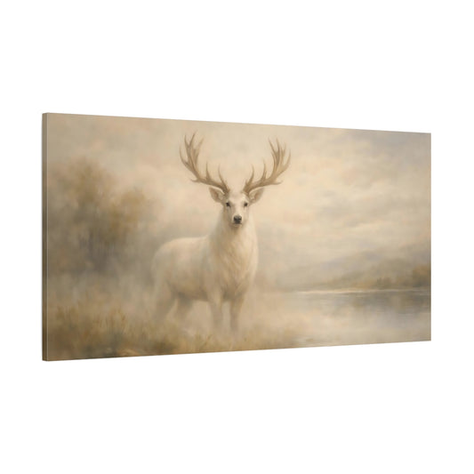 Main Mockup. Animals White Stag White Deer shown as stretched canvas wall art