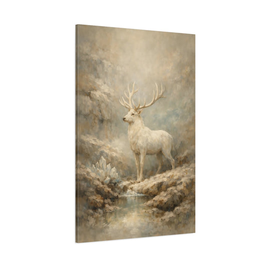 Main Mockup. Animals White Stag White Stag Art shown as stretched canvas wall art