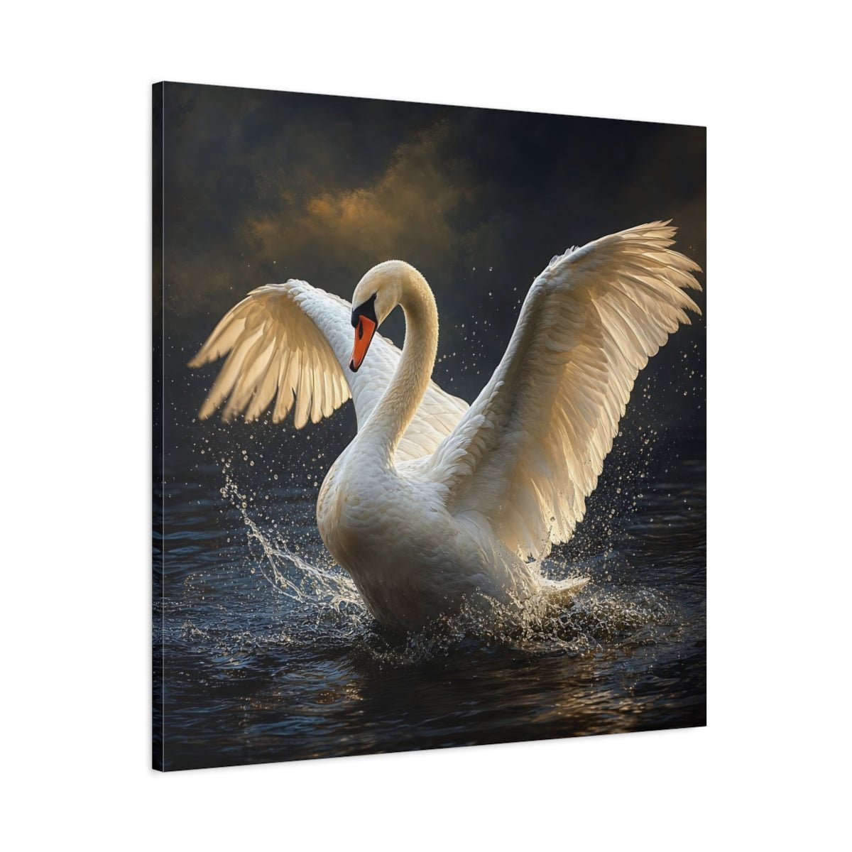 Animals White Swan Canvas Print – Living Room, Above Console Table, and Dark - YesArtYes