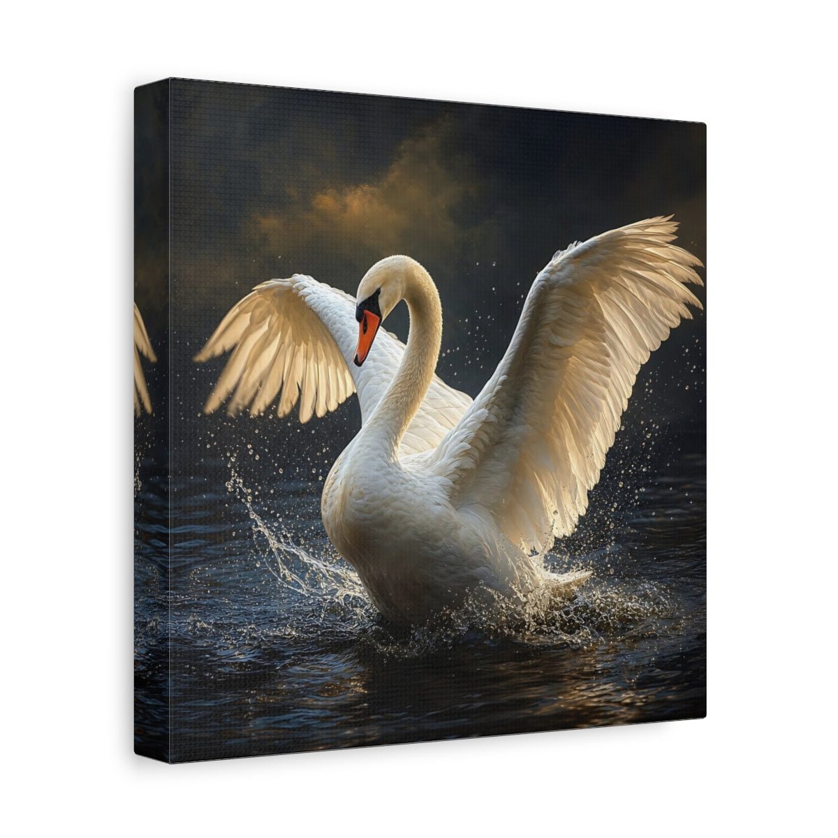 Animals White Swan Canvas Print – Living Room, Above Console Table, and Dark - YesArtYes