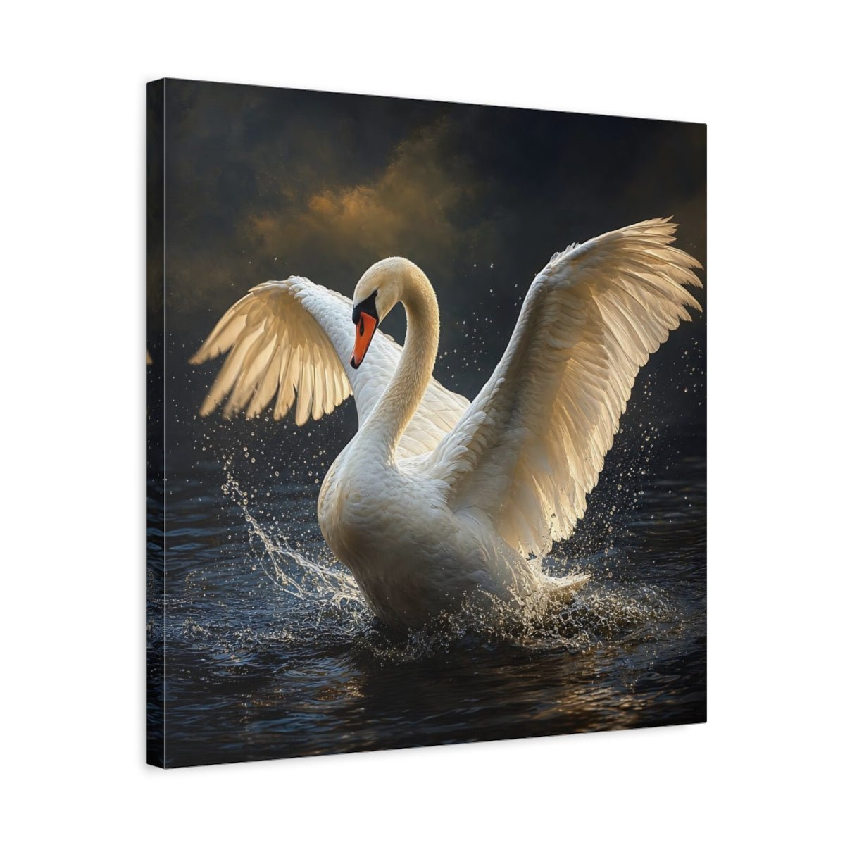 Animals White Swan Canvas Print – Living Room, Above Console Table, and Dark - YesArtYes