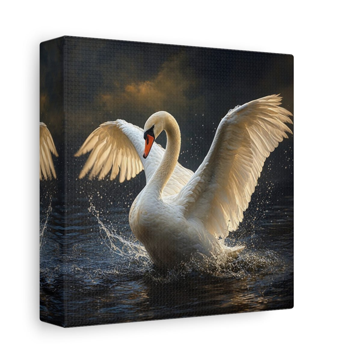 Animals White Swan Canvas Print – Living Room, Above Console Table, and Dark - YesArtYes