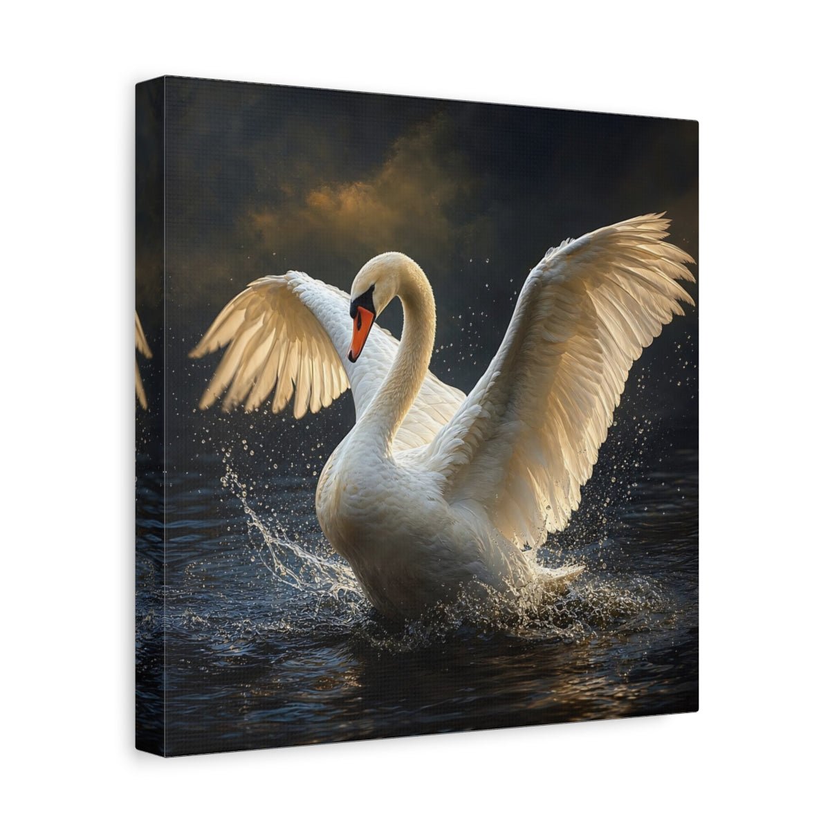 Animals White Swan Canvas Print – Living Room, Above Console Table, and Dark - YesArtYes
