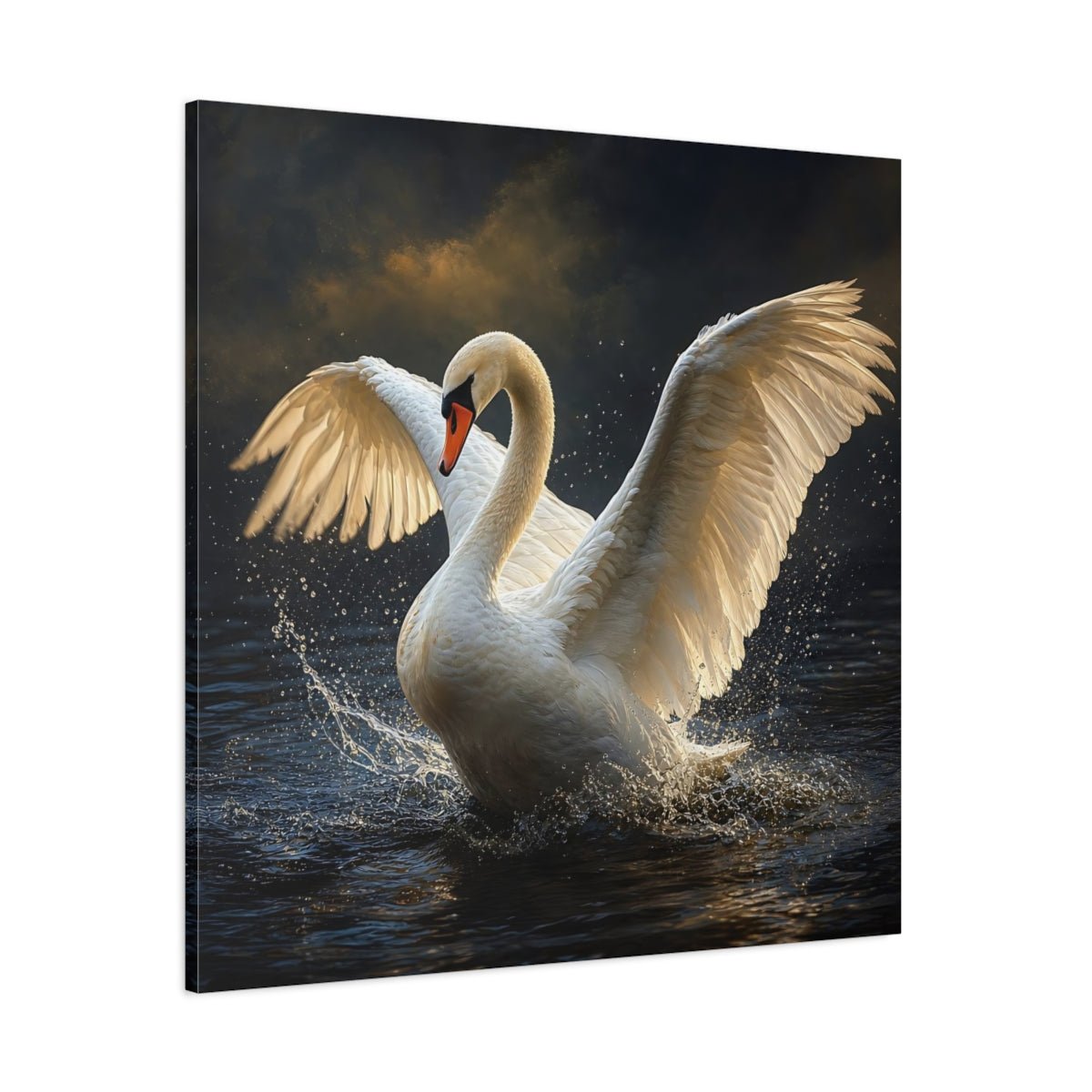 Animals White Swan Canvas Print – Living Room, Above Console Table, and Dark - YesArtYes