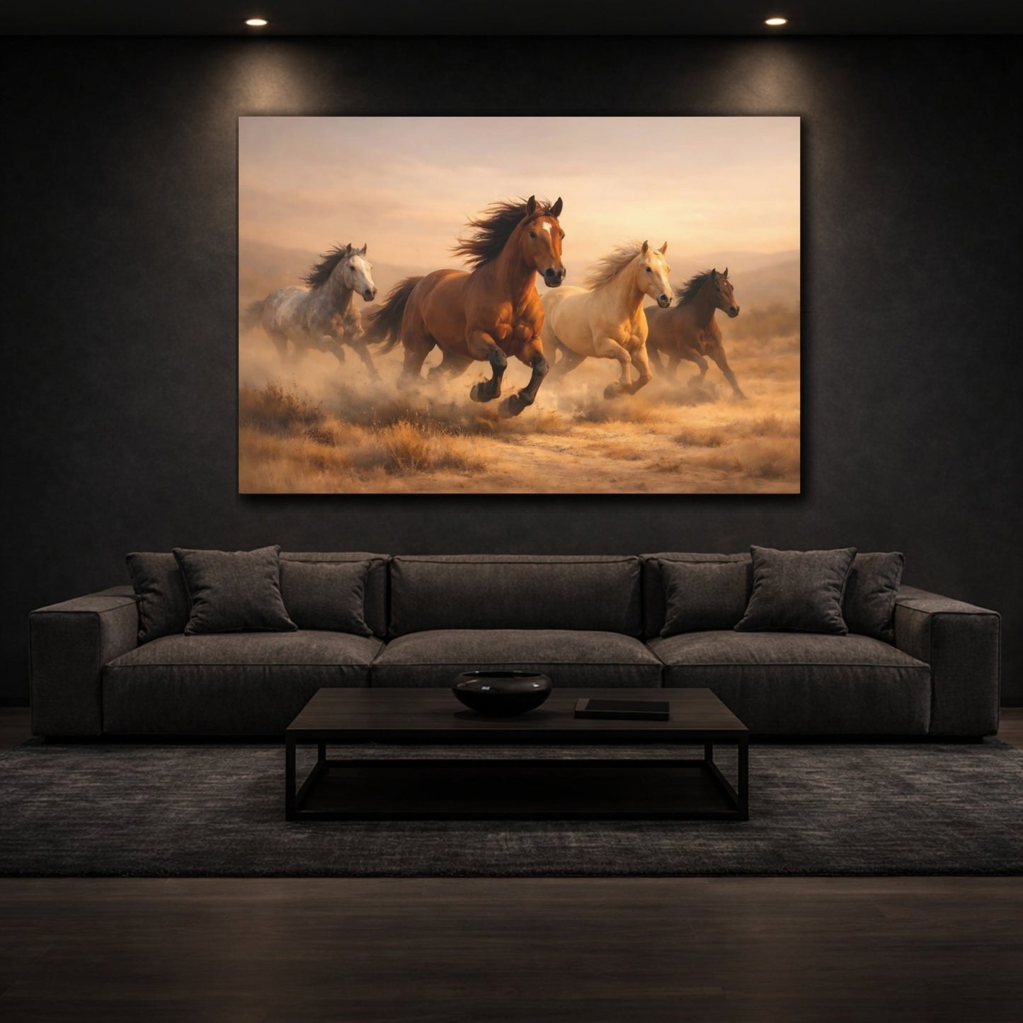 Animals Wild Horses Brown And Gold - Canvas Wall Art Print - YesArtYes