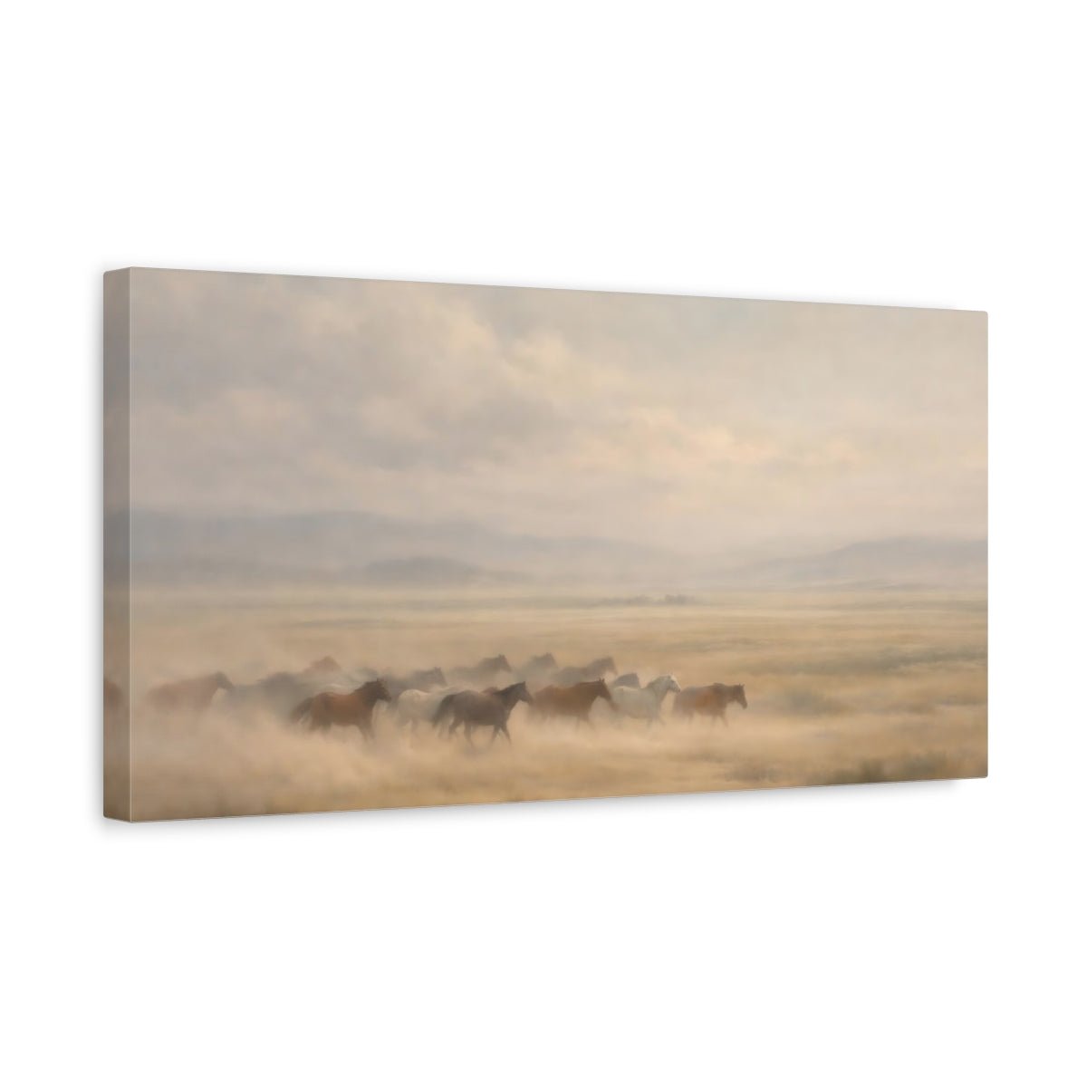 Animals Wild Horses Misty - Canvas Wall Art Print - YesArtYes