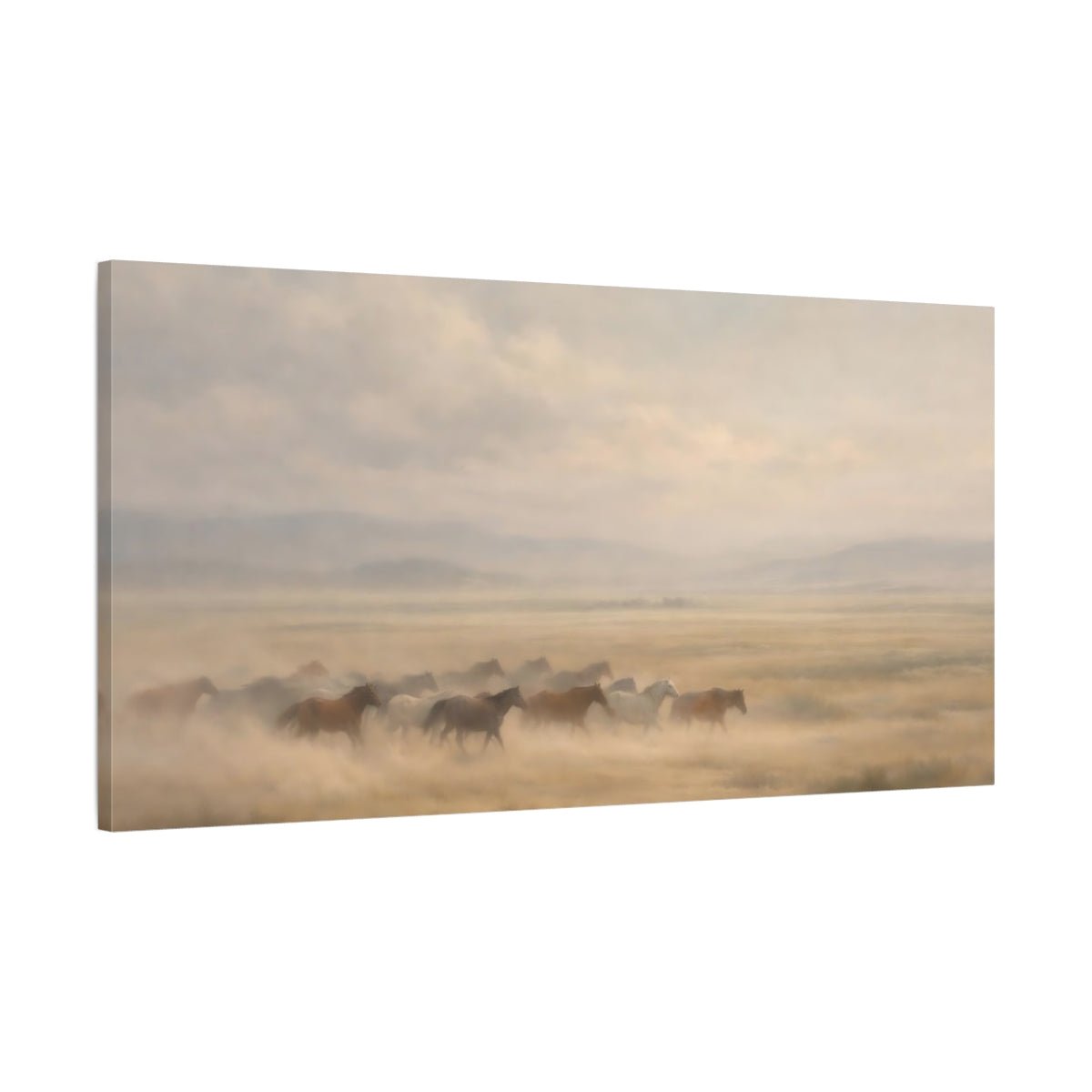 Animals Wild Horses Misty - Canvas Wall Art Print - YesArtYes
