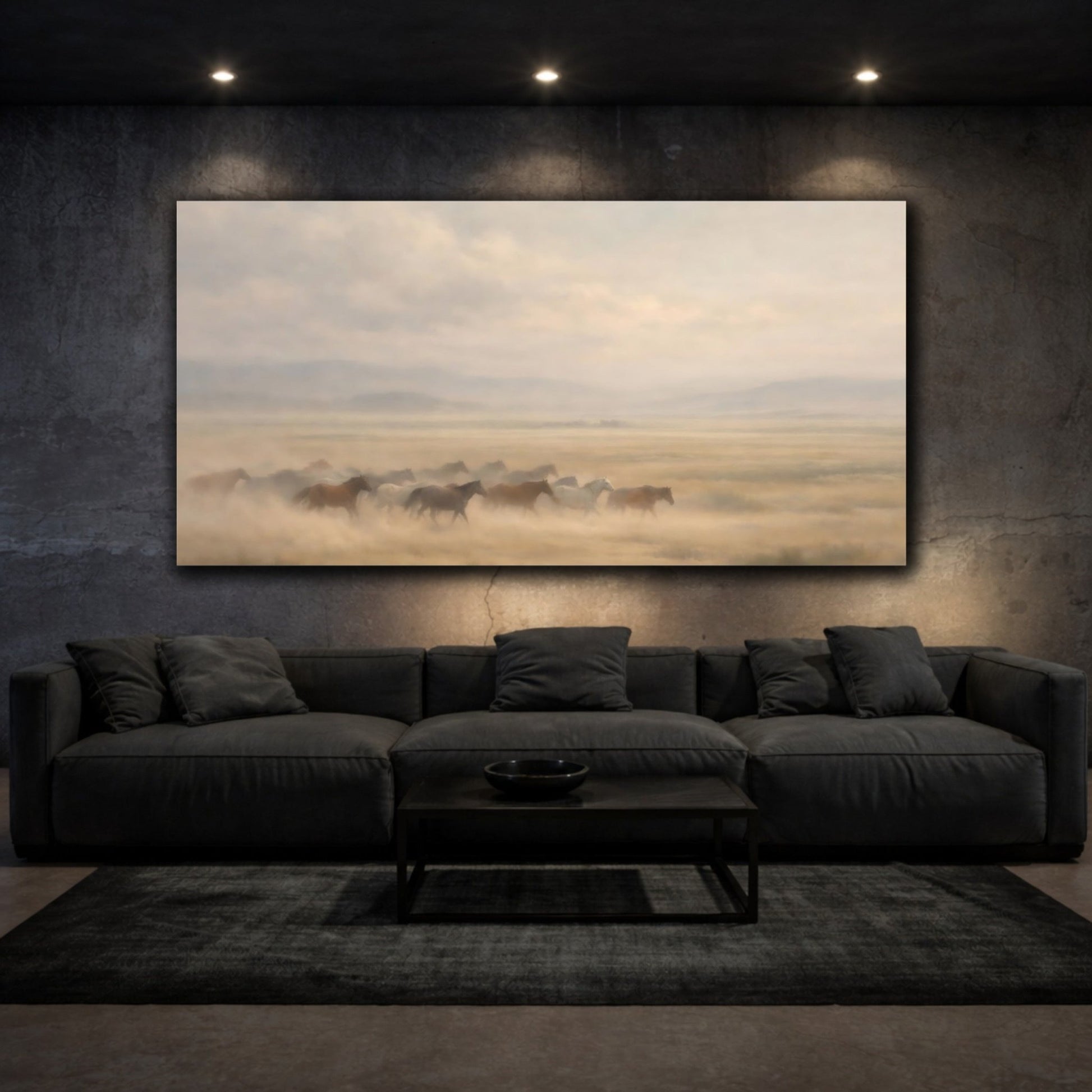 Animals Wild Horses Misty - Canvas Wall Art Print - YesArtYes