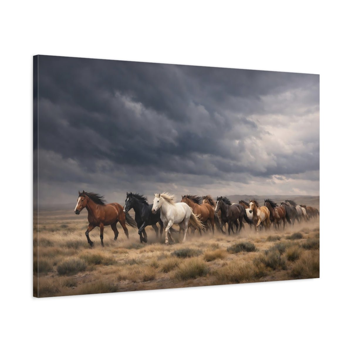 Animals Wild Horses Running - Canvas Wall Art Print - YesArtYes