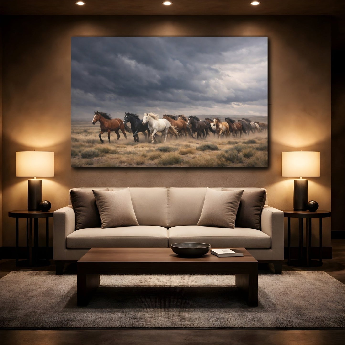 Animals Wild Horses Running - Canvas Wall Art Print - YesArtYes
