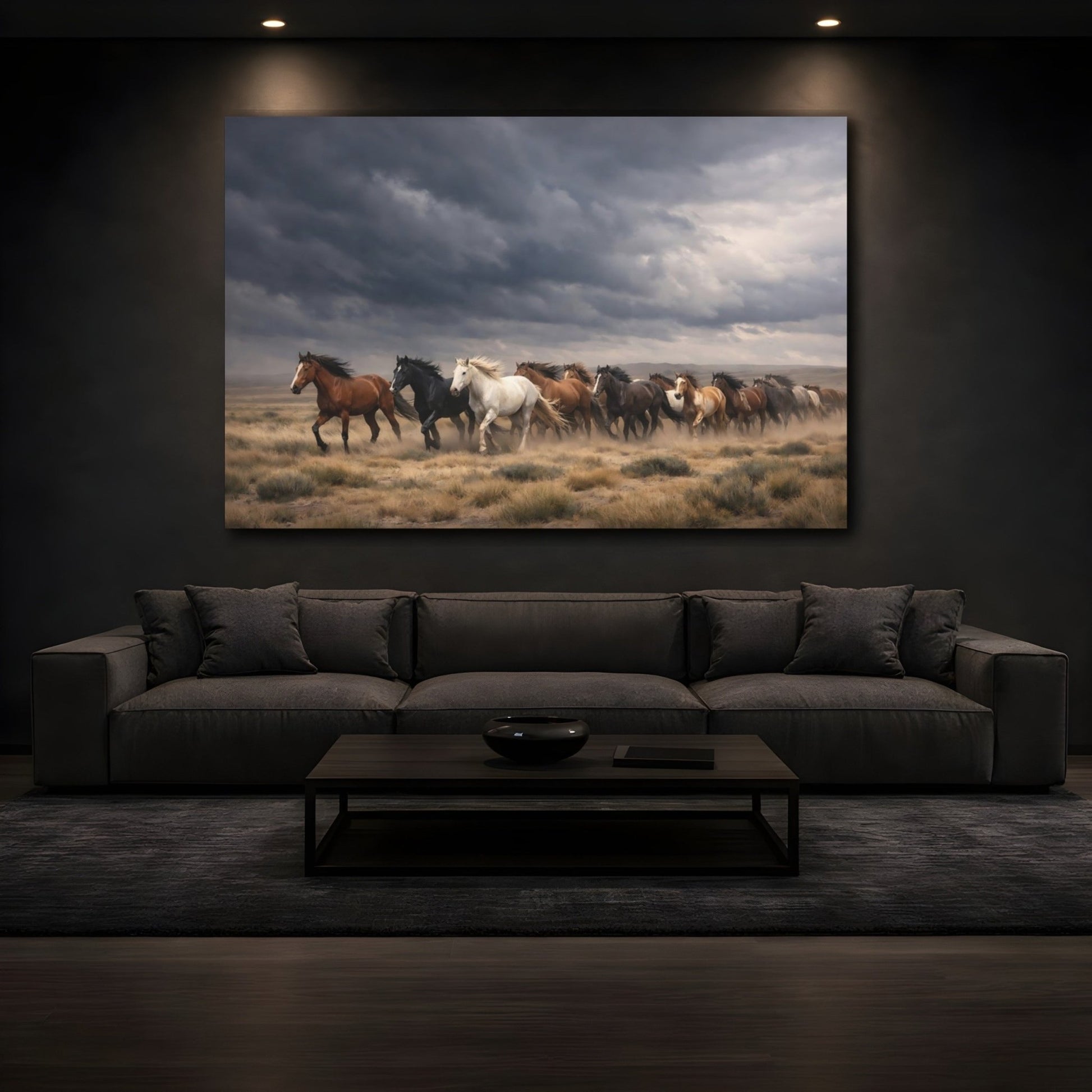 Animals Wild Horses Running - Canvas Wall Art Print - YesArtYes