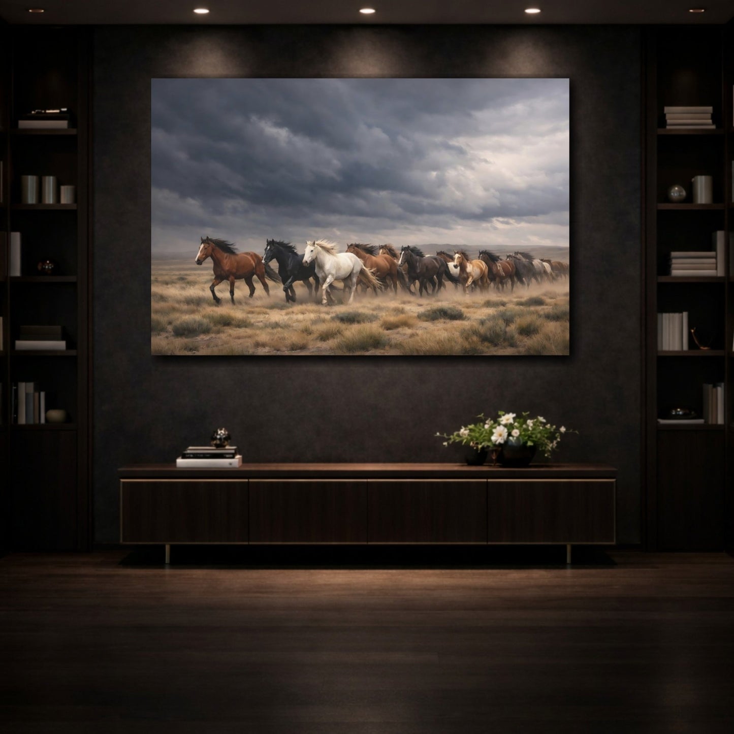 Animals Wild Horses Running - Canvas Wall Art Print - YesArtYes
