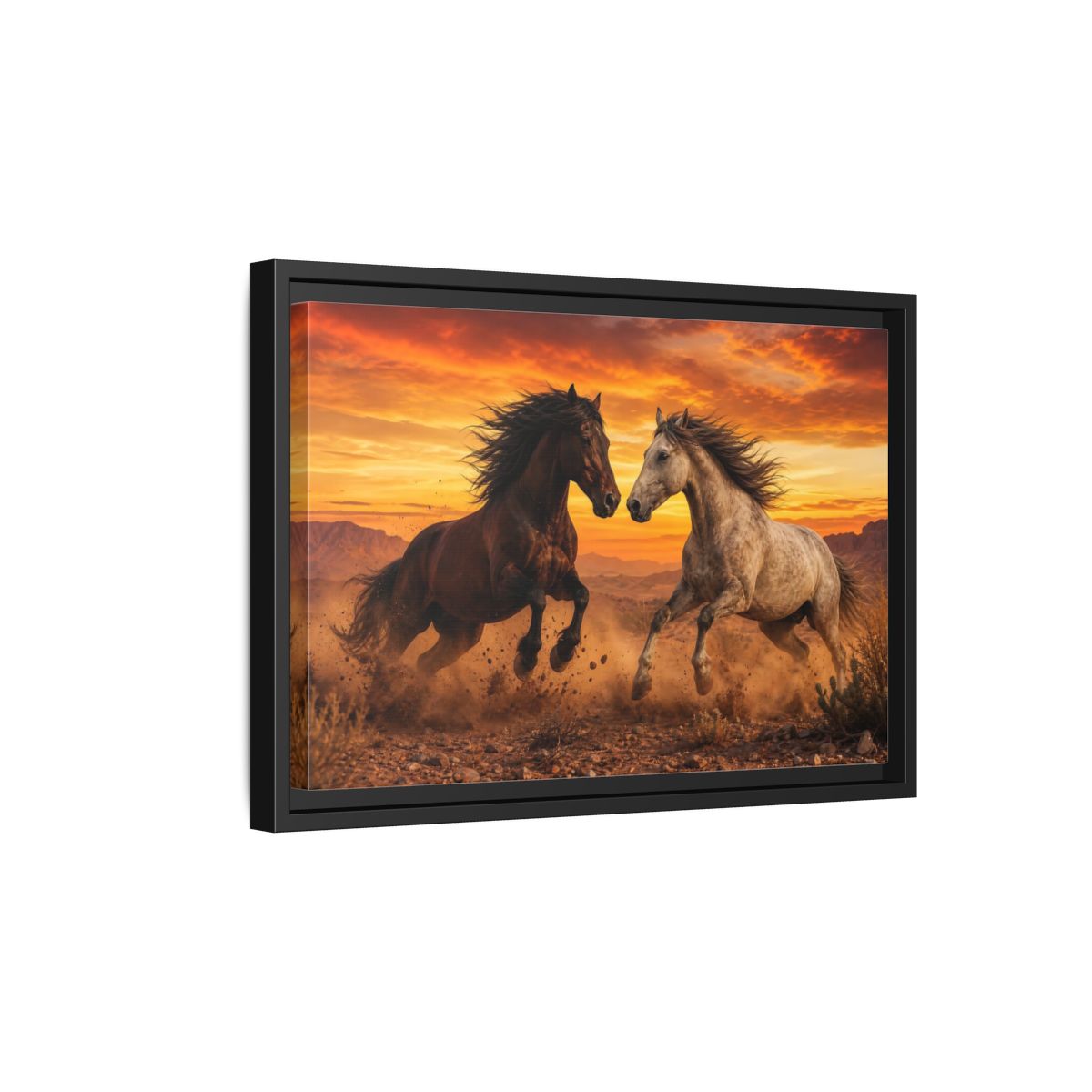 Side Mockup 6. Animals Wild Horses Horses Sunset shown as stretched canvas wall art