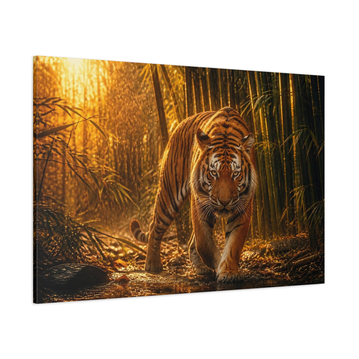Side Mockup 1. Animals Wildlife Tiger Walk shown as canvas print