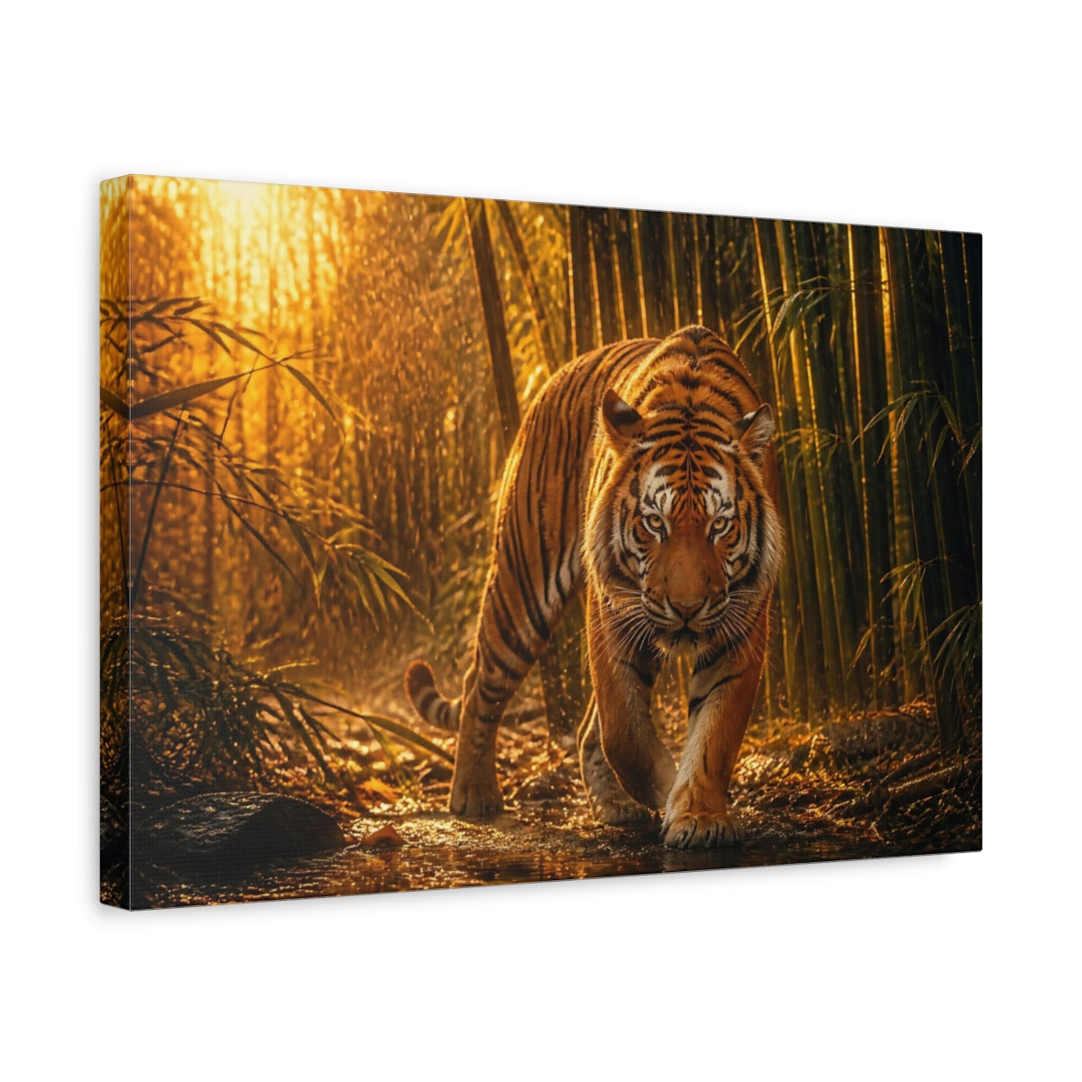 Side Mockup 4. Animals Wildlife Tiger Walk shown as canvas print