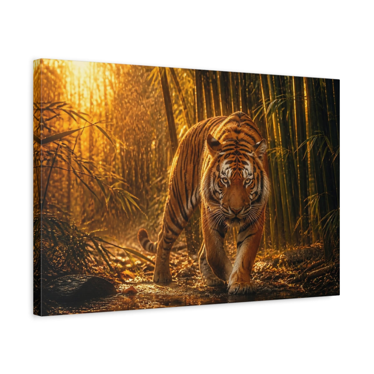 Side Mockup 3. Animals Wildlife Tiger Walk shown as canvas print