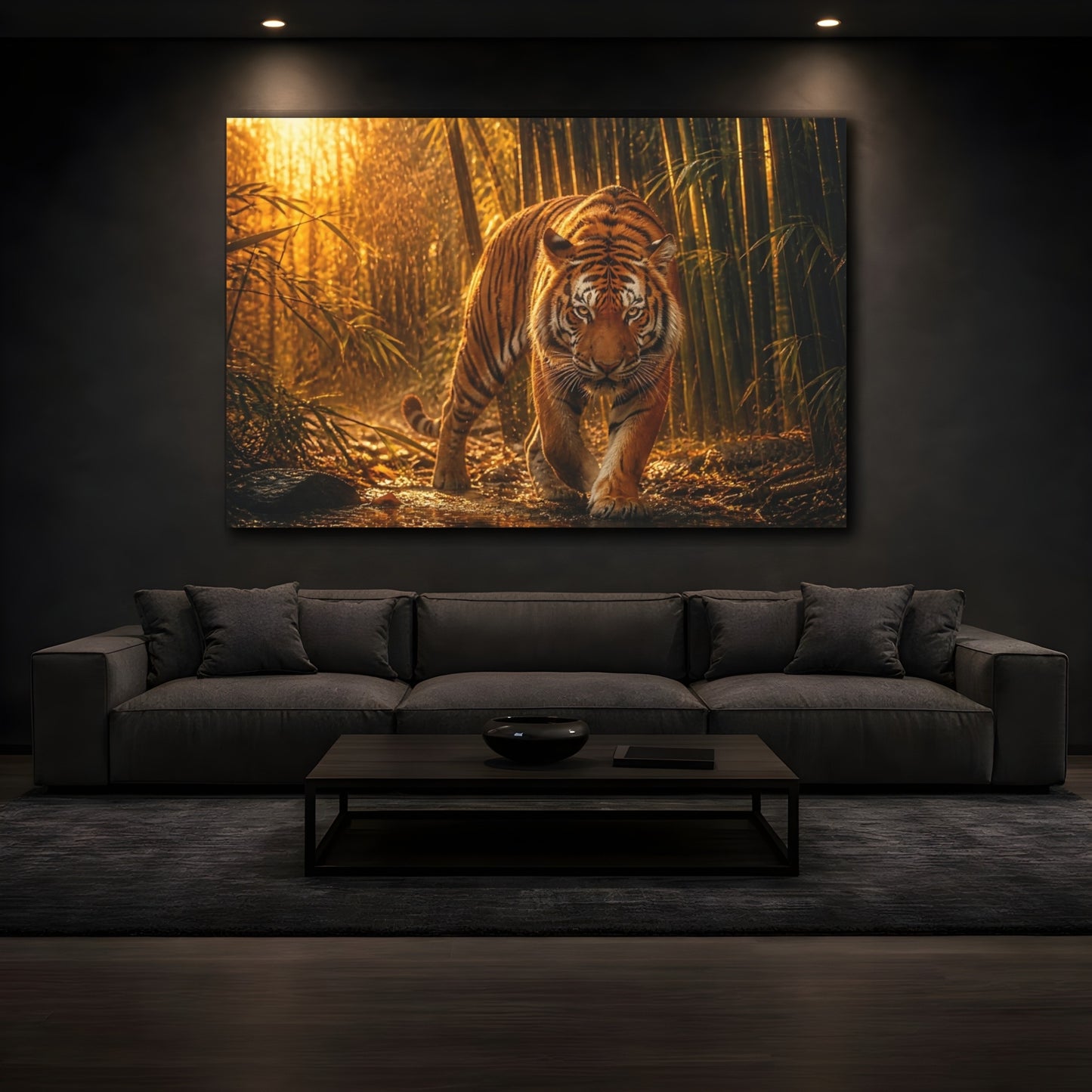 Mockup 3. Animals Wildlife Tiger Walk shown as canvas print