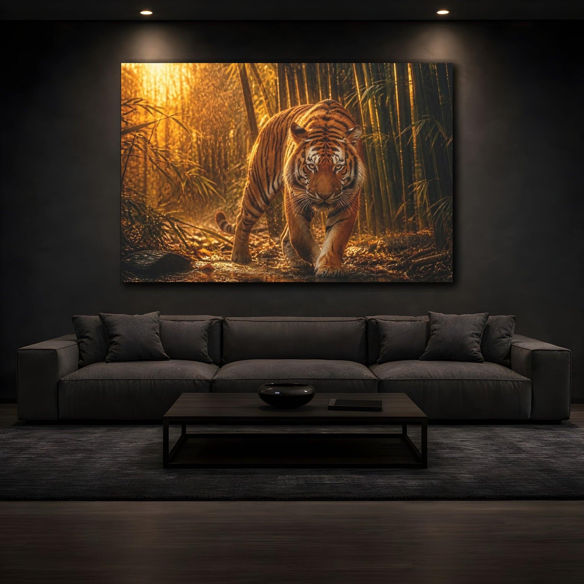 Mockup 3. Animals Wildlife Tiger Walk shown as canvas print