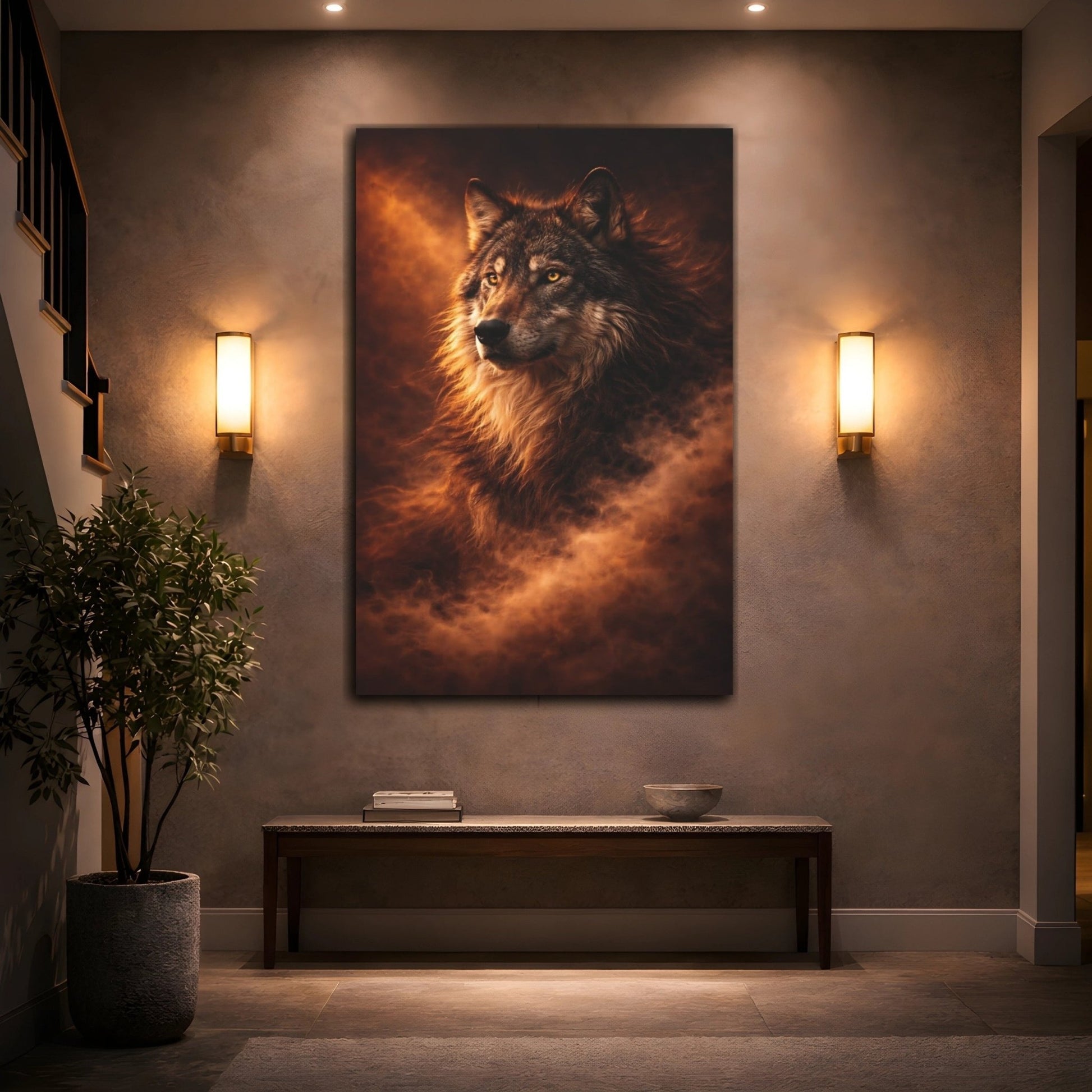 Animals Wolf Brown And - Canvas Wall Art Print - YesArtYes