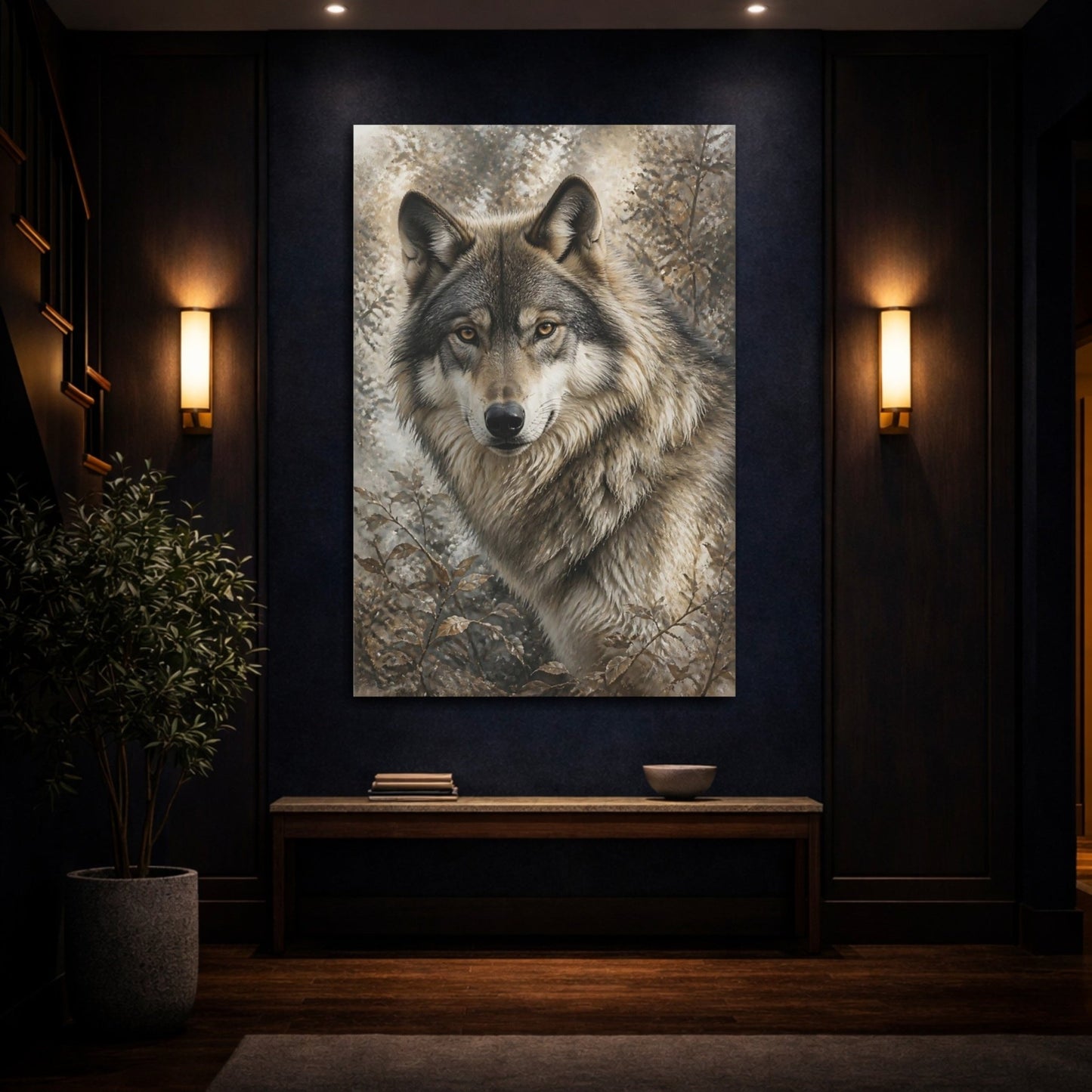 Animals Wolf Brown And Grey Canvas Print – Living Room, Above Sofa - YesArtYes