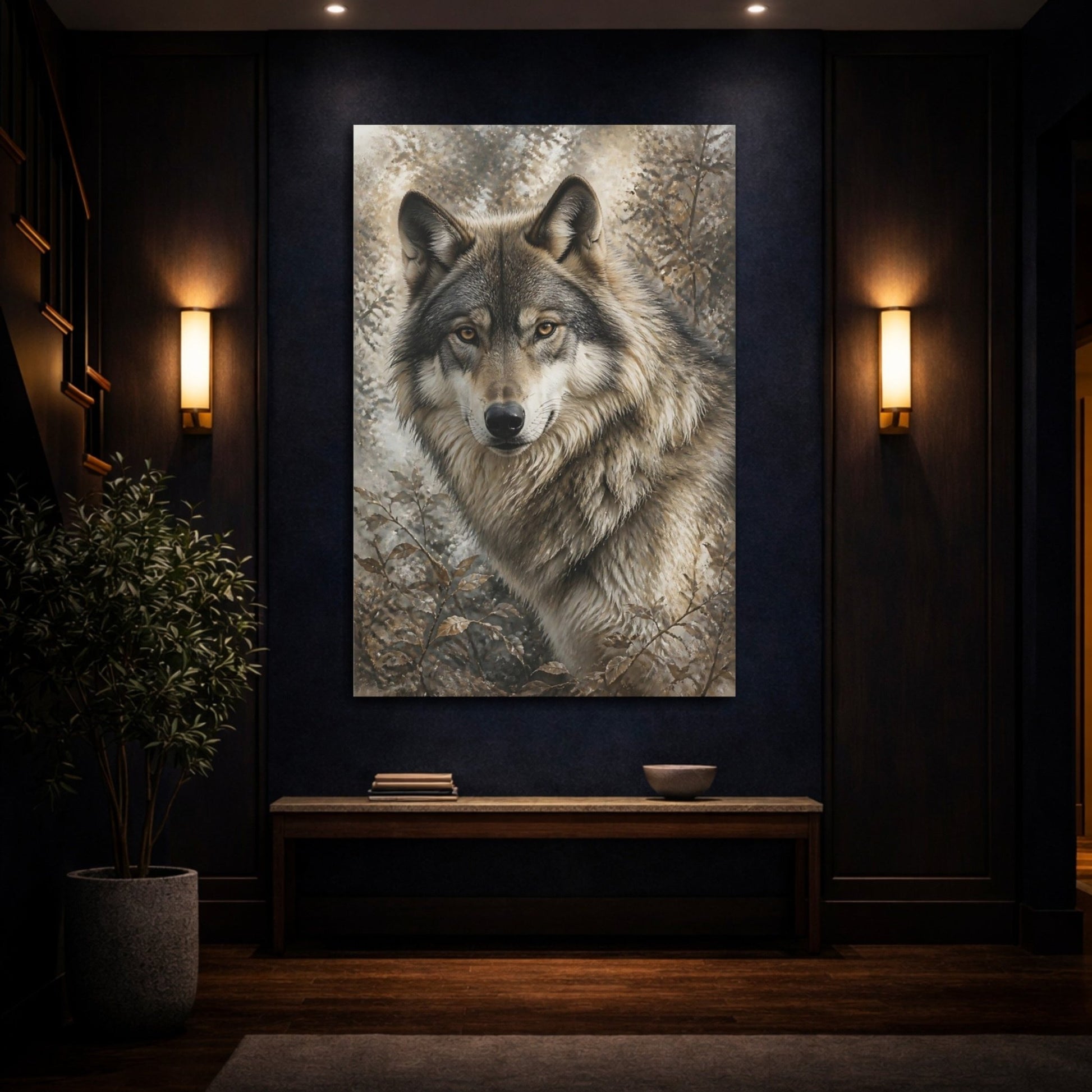 Animals Wolf Brown And Grey Canvas Print – Living Room, Above Sofa - YesArtYes