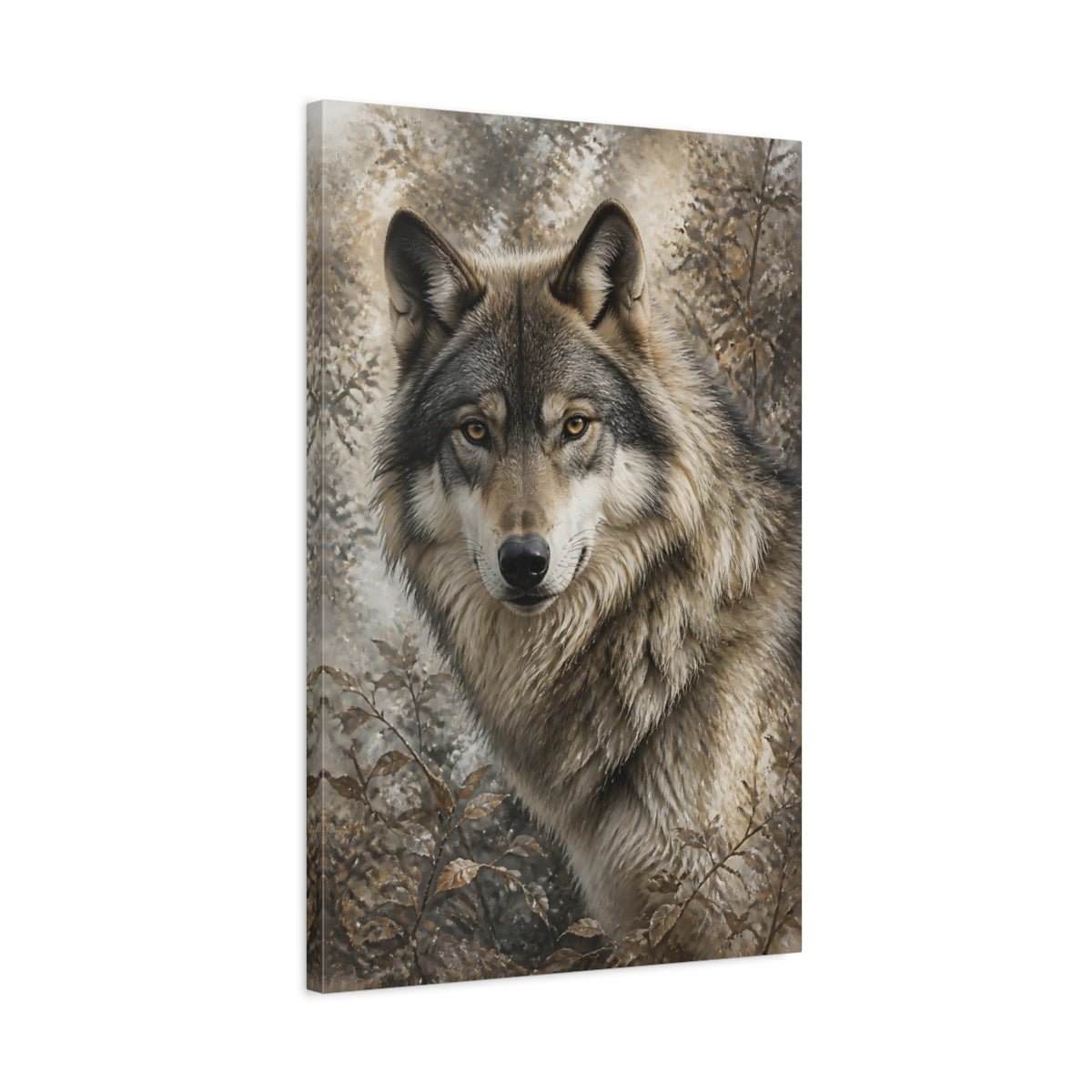 Animals Wolf Brown And Grey Canvas Print – Living Room, Above Sofa - YesArtYes
