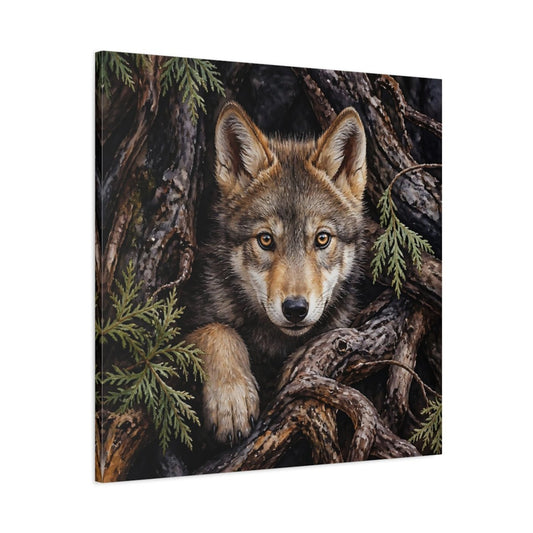 Animals Wolf Brown Canvas Print Wall Art – Realistic Living Room, Above Console Table - YesArtYes