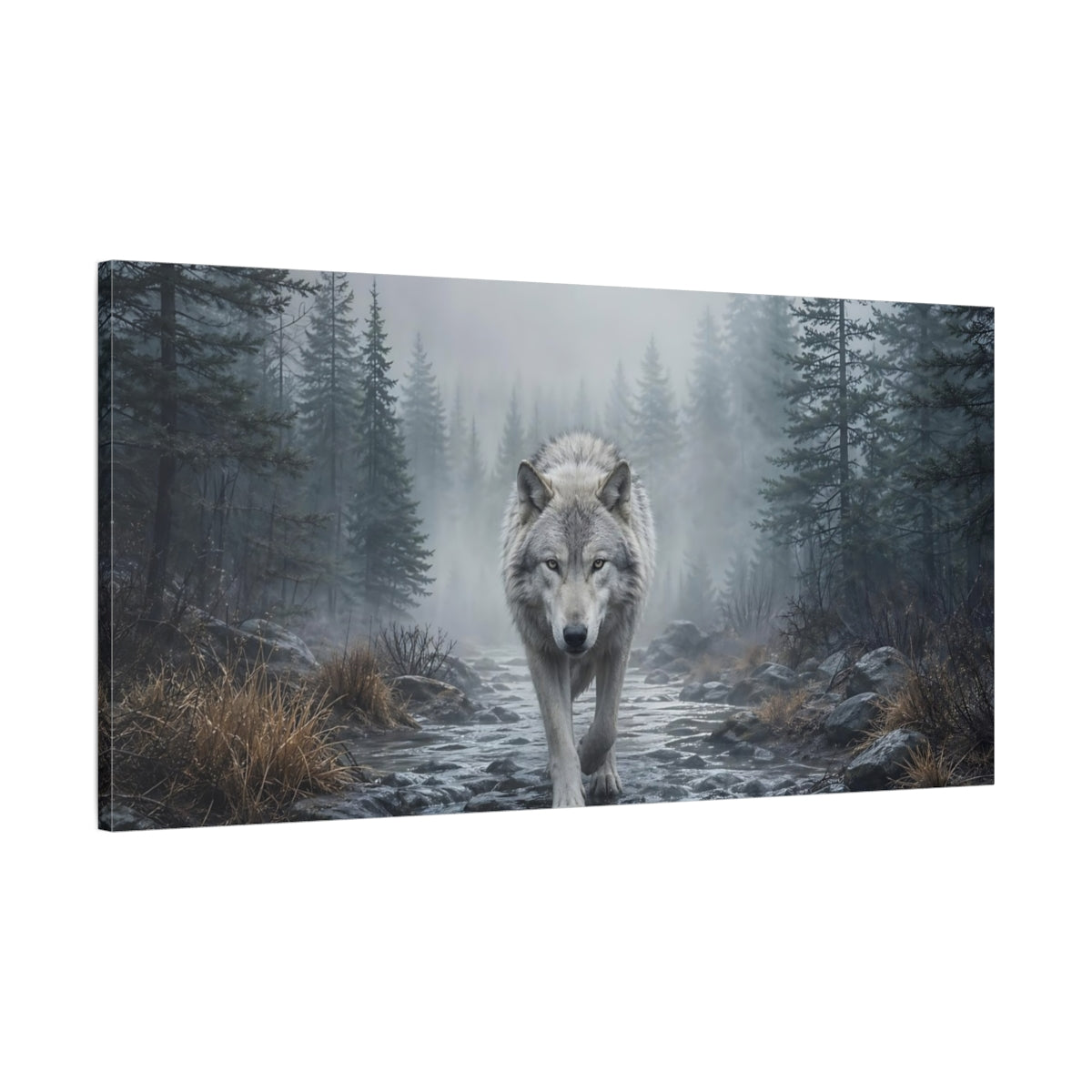 Main Mockup. Animals Wolf Gray Forest Wolf shown as stretched canvas wall art