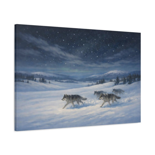 Animals Wolves Blue And White - Canvas Wall Art Print - YesArtYes