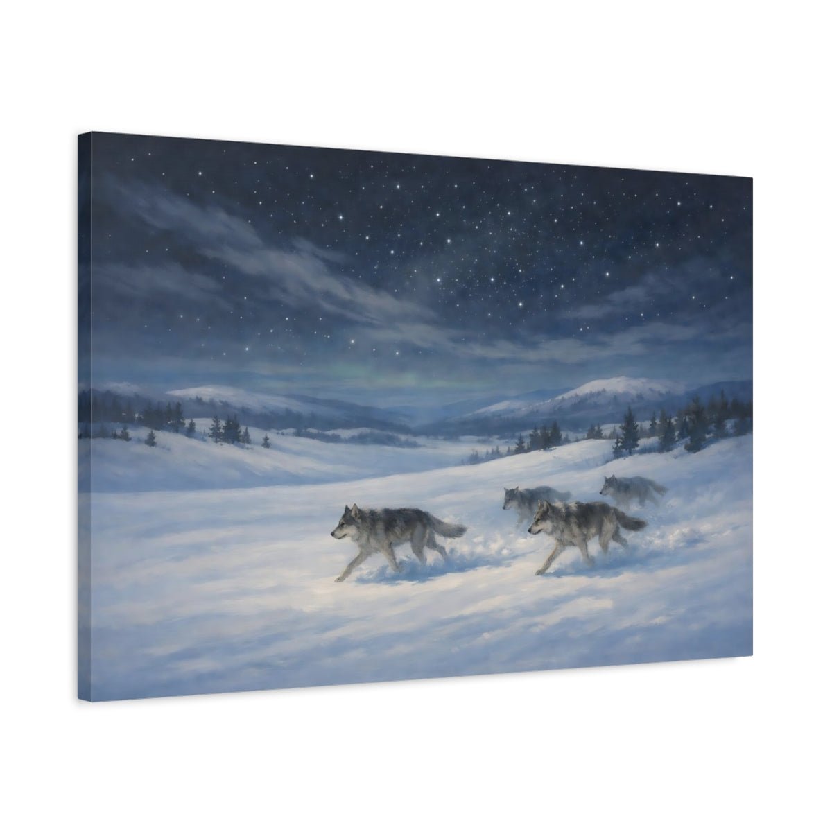 Animals Wolves Blue And White - Canvas Wall Art Print - YesArtYes