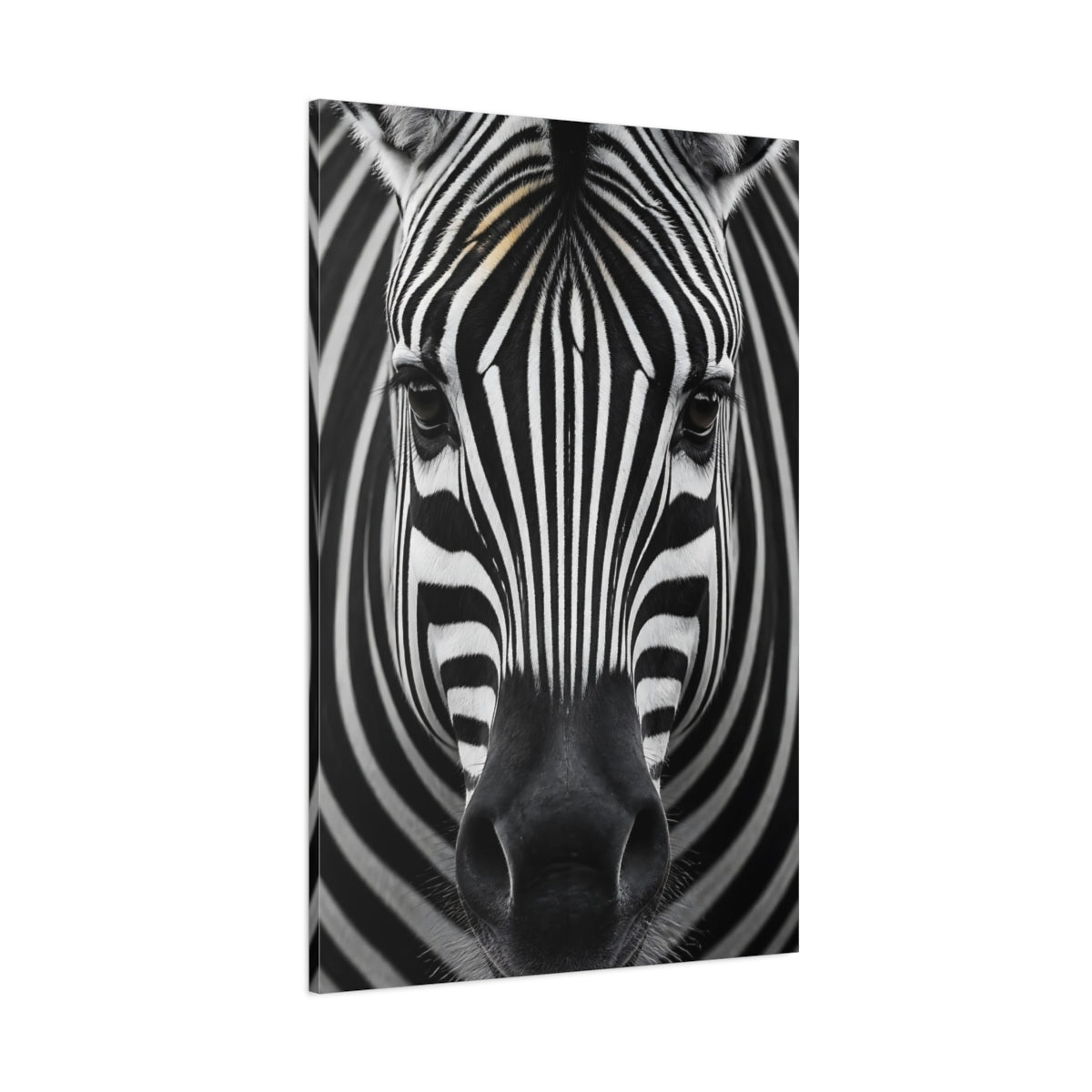 Side Mockup 1. Animals Zebra Wildlife Portrait shown as canvas print