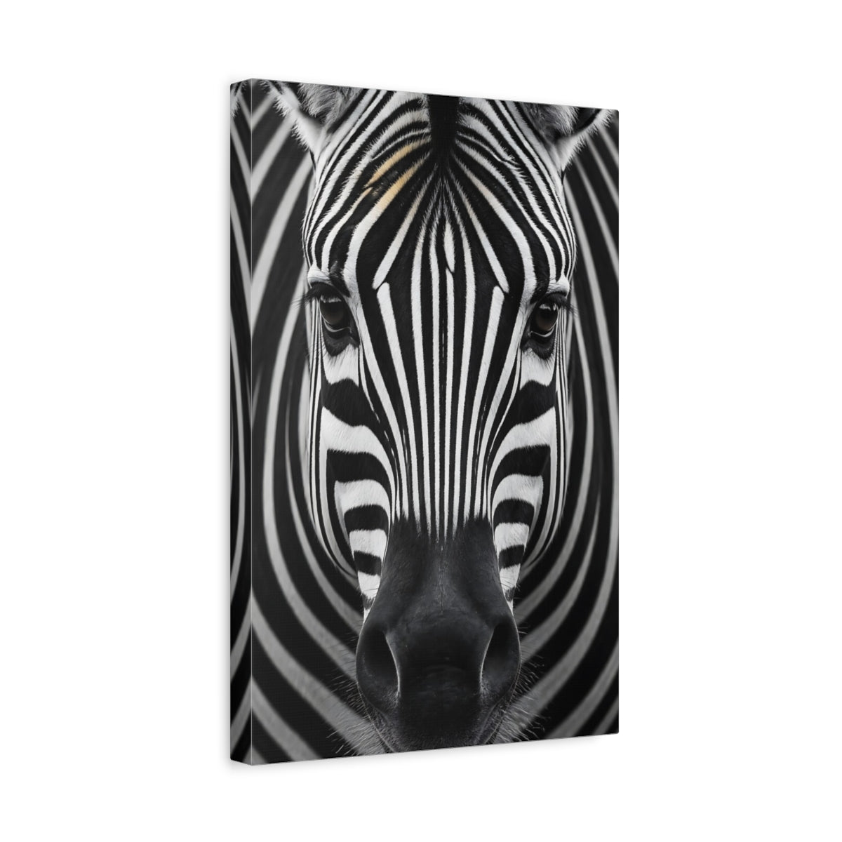 Side Mockup 4. Animals Zebra Wildlife Portrait shown as canvas print