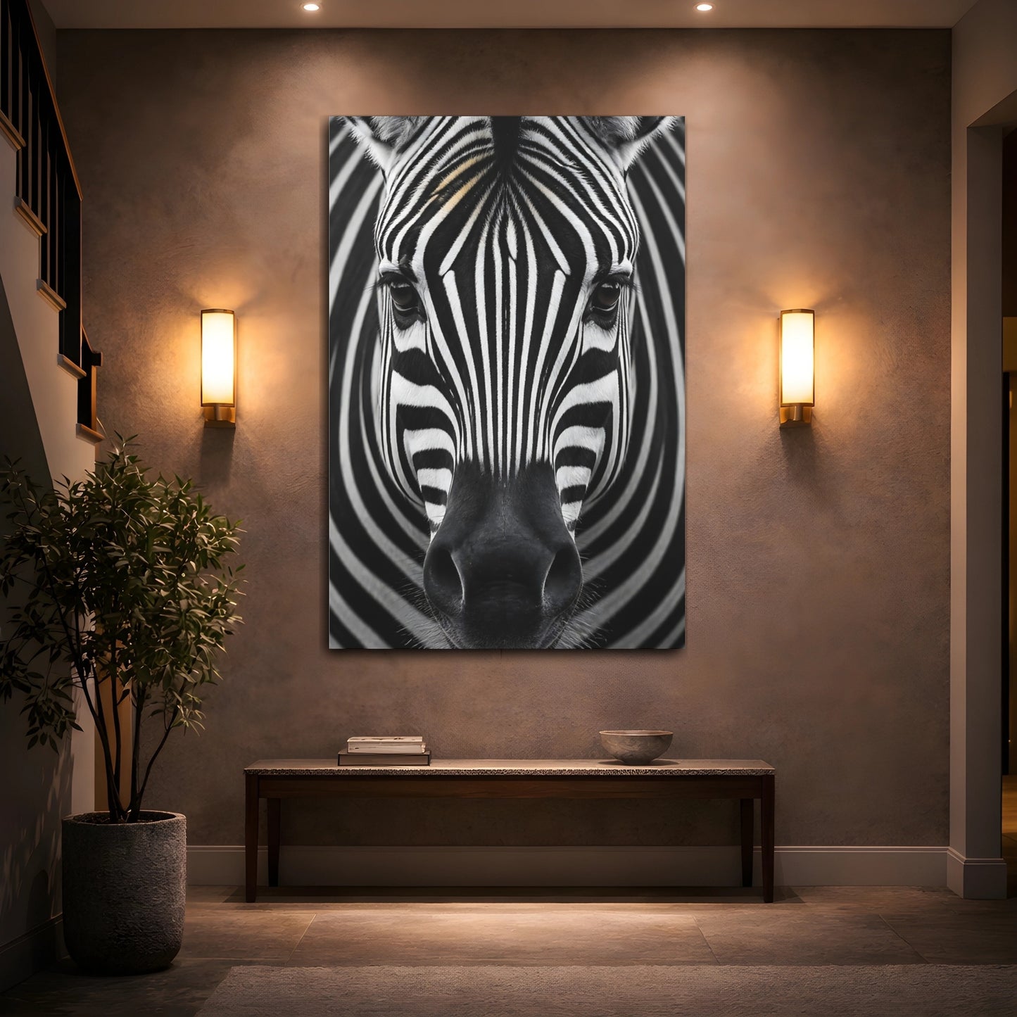 Mockup 2. Animals Zebra Wildlife Portrait shown as canvas print
