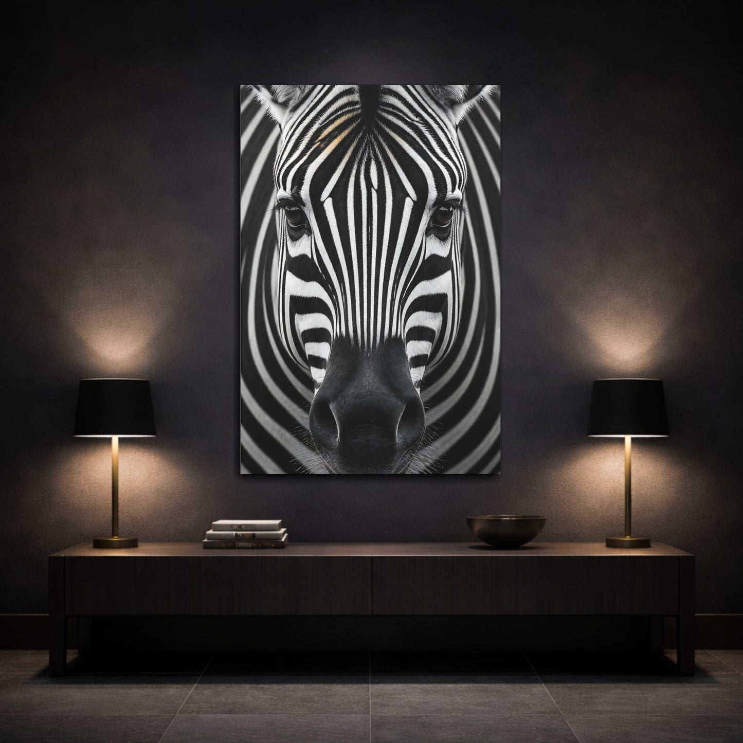 Mockup 3. Animals Zebra Wildlife Portrait shown as canvas print